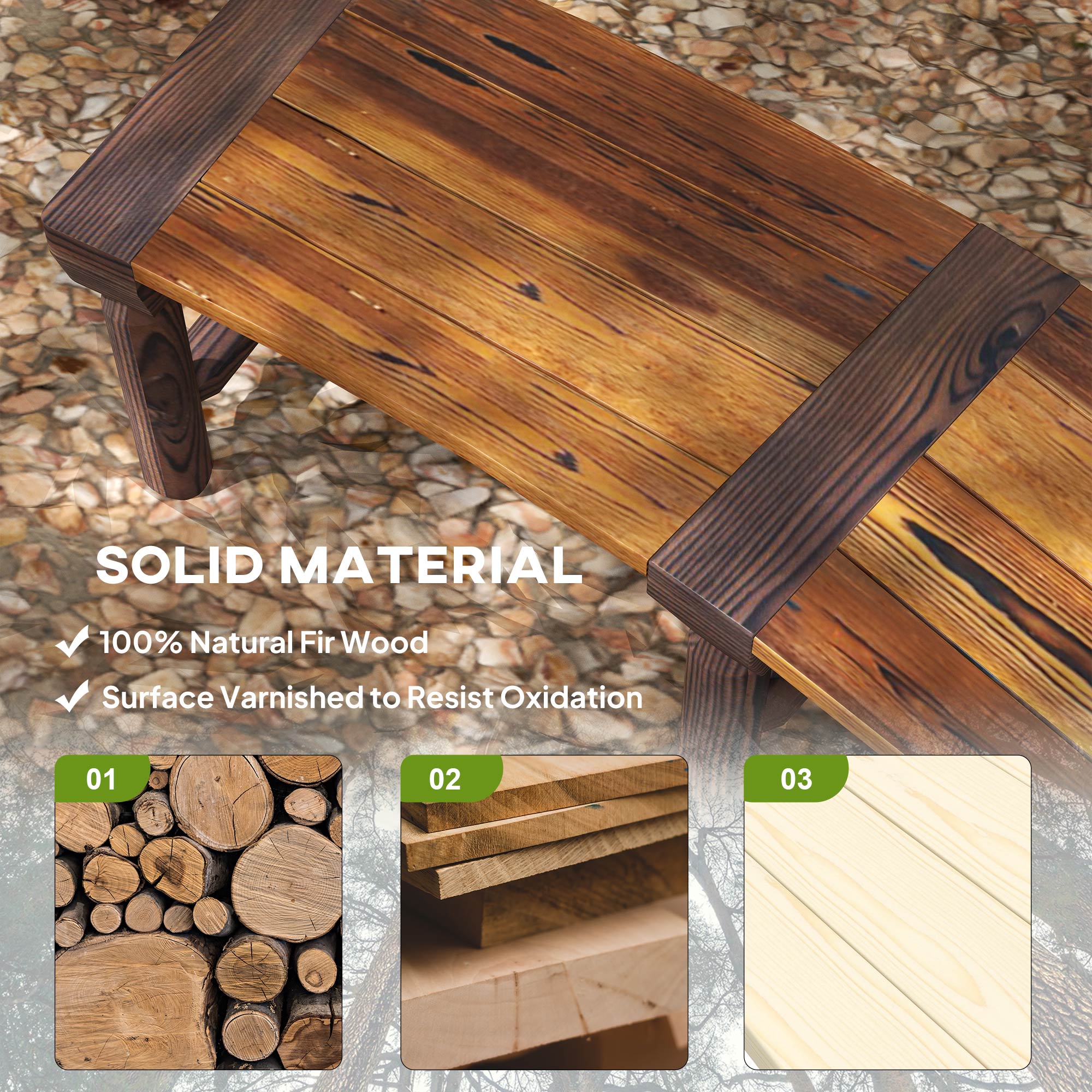 Wooden Garden Bench, Semicircular Round Outdoor Tree Bench, Wrap Around Park Bench for Yard, Patio, Deck, Lawn