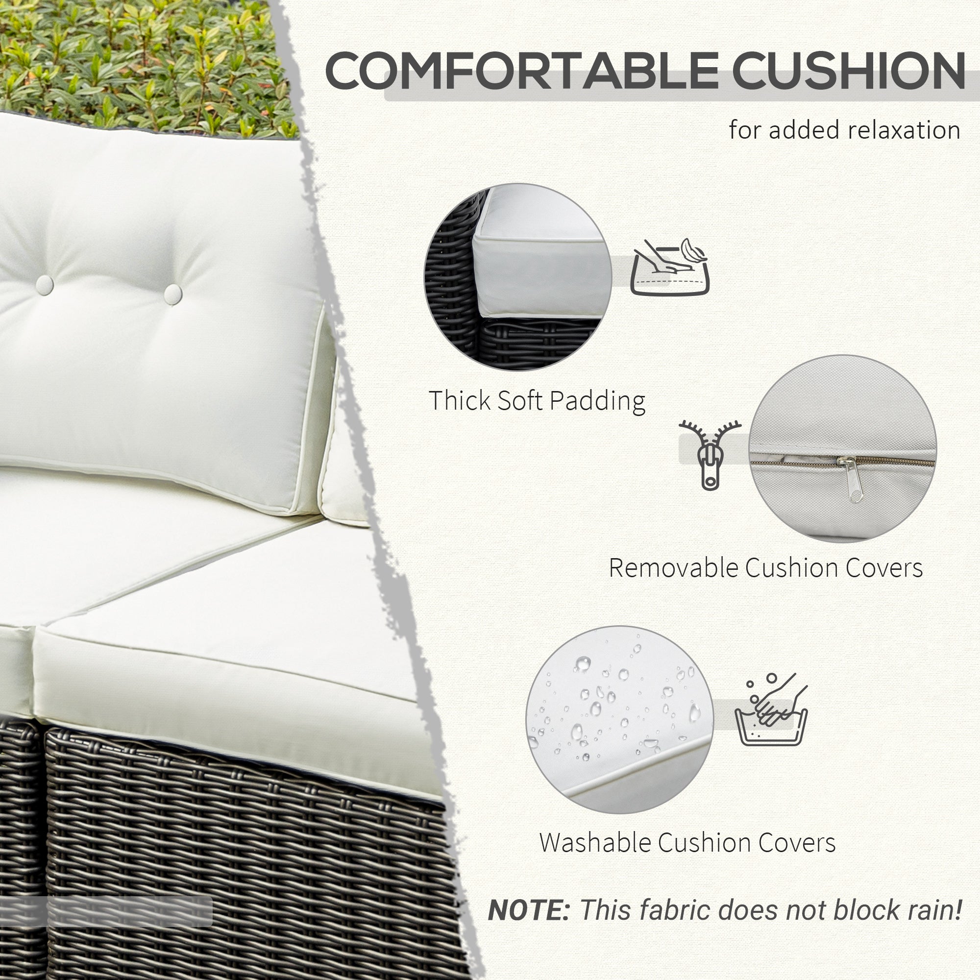 2 Piece Patio Wicker Corner Sofa Set, Outdoor PE Rattan Furniture, with Curved Armrests and Padded Cushions for Balcony, Garden, or Lawn