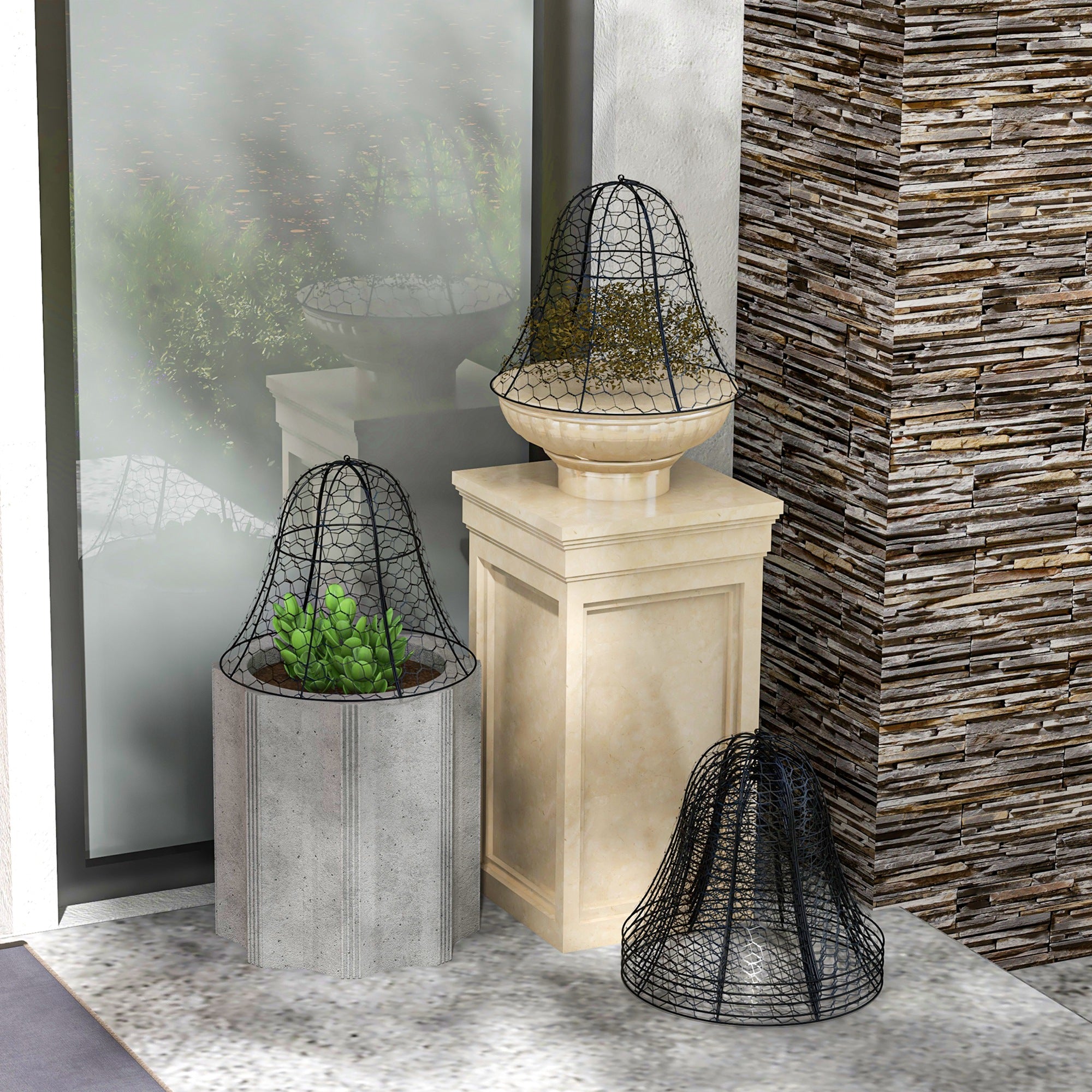 6 Pack Garden Cloches for Plants, 16" x 13" Metal Crop Cage, Plant Cages to Keep Animals Out