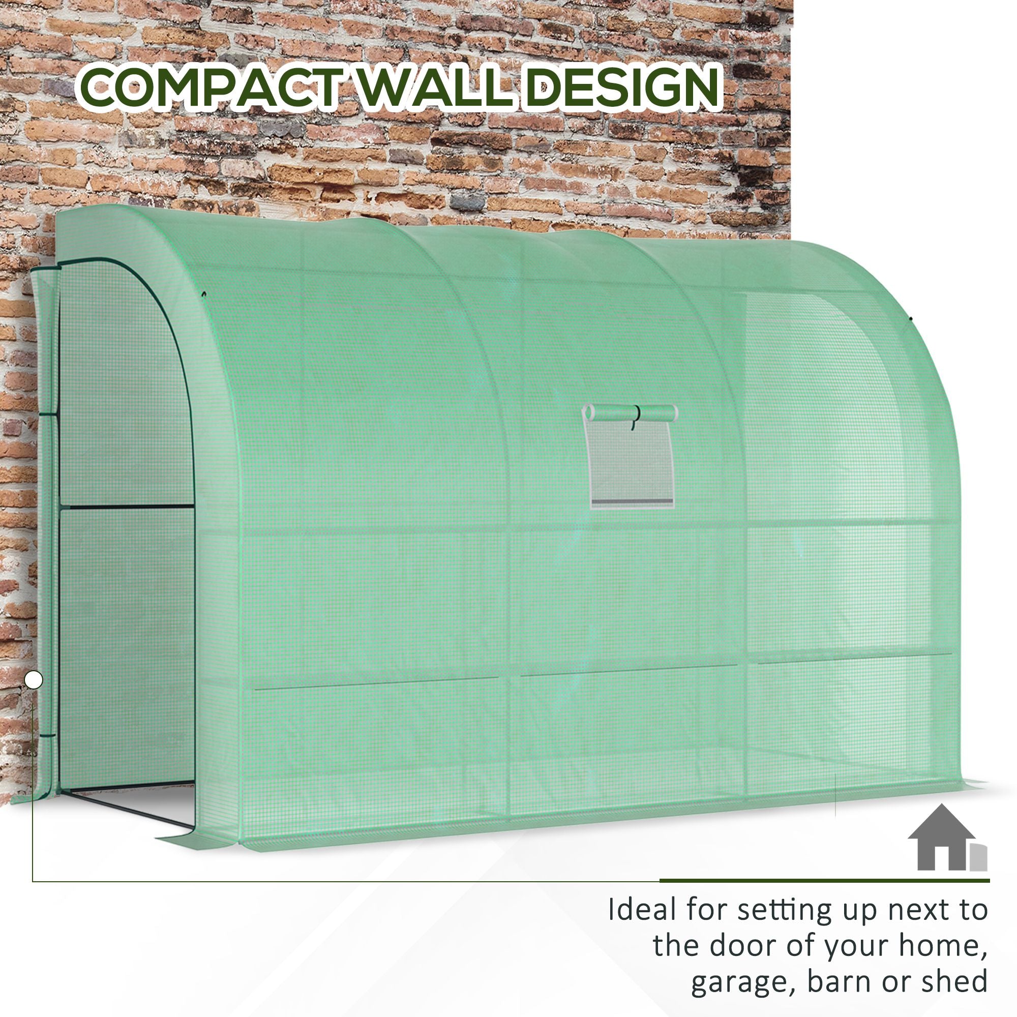 10' x 5' x 7' Outdoor Walk-In Greenhouse, Plant Nursery with Zippered Doors, PE Cover and 3 Wire Shelves
