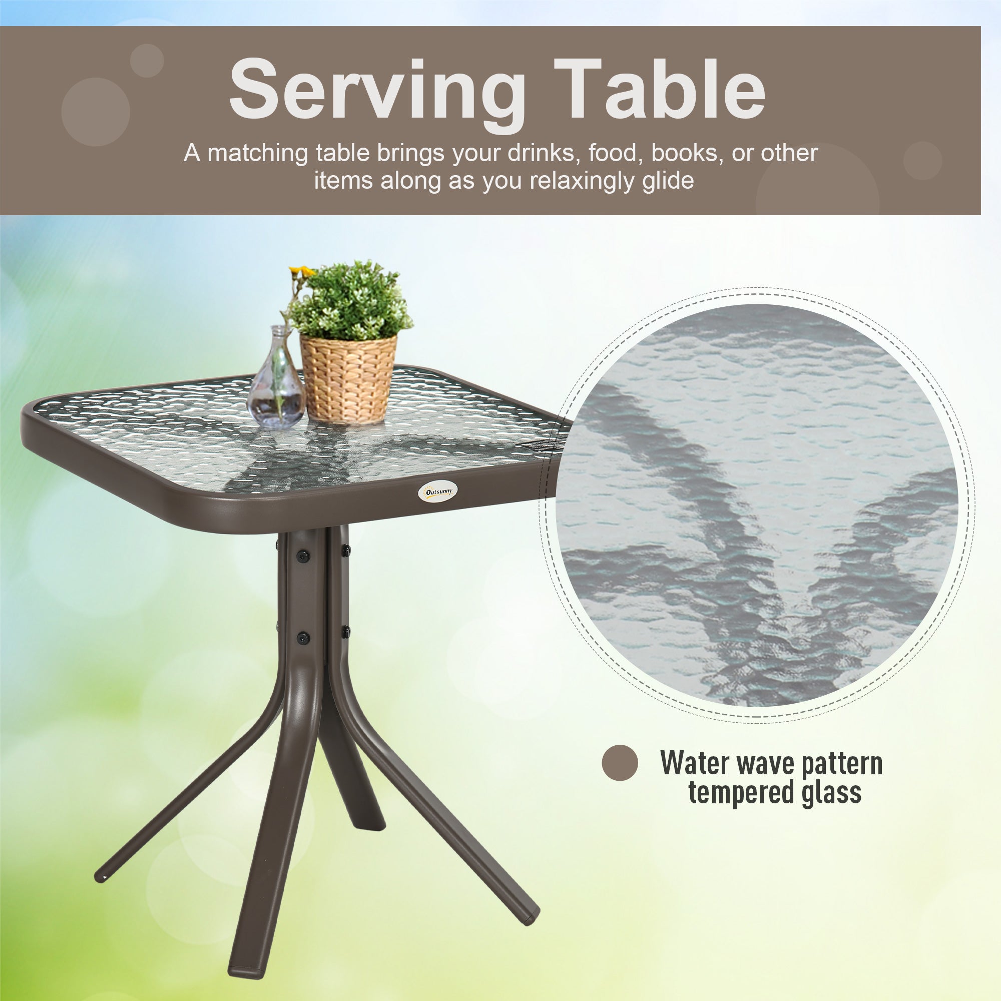 3 Piece Outdoor Glider Chair with Coffee Table Bistro Set, 2 Patio Rocking Swing Chairs with Breathable Sling Fabric, Glass Tabletop, for Backyard, Garden and Porch