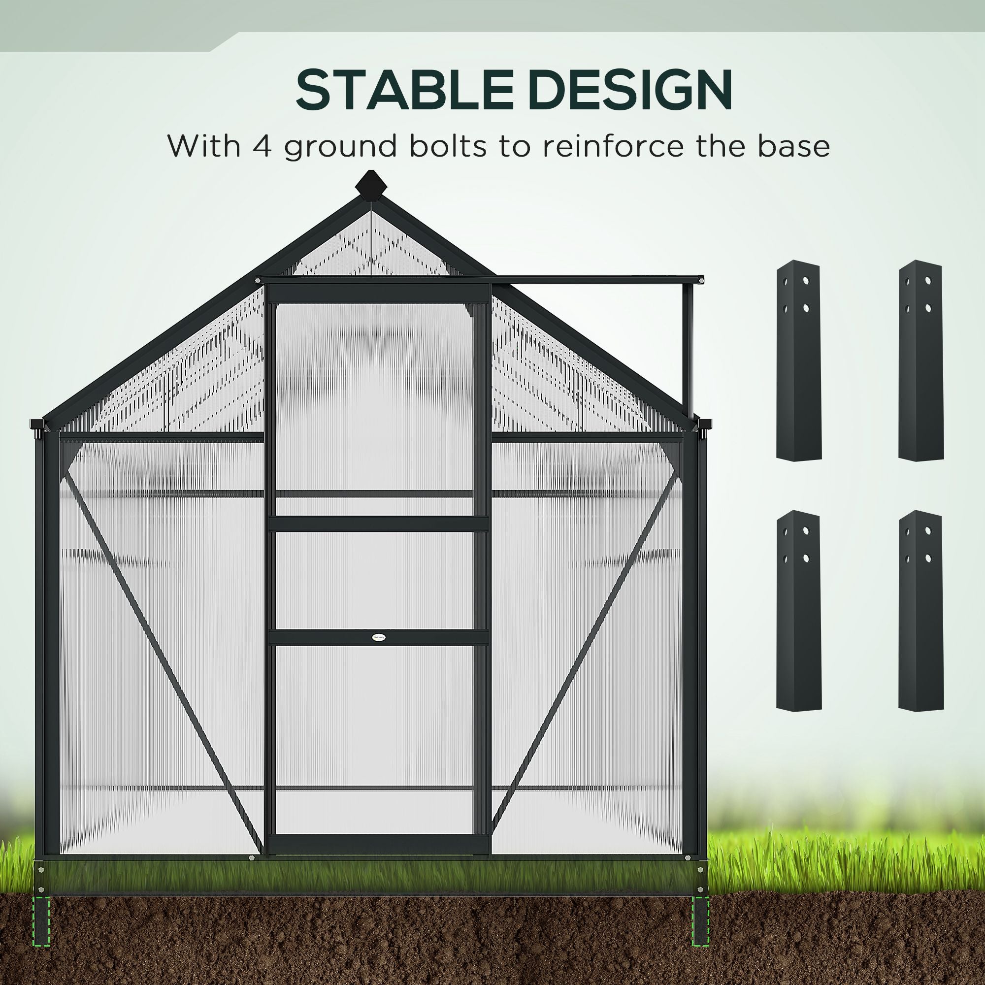 Greenhouse for Outdoors, Polycarbonate Greenhouse with Rain Gutter and Roof Vent, Aluminum Walk-in Green House for Patio Backyard Garden