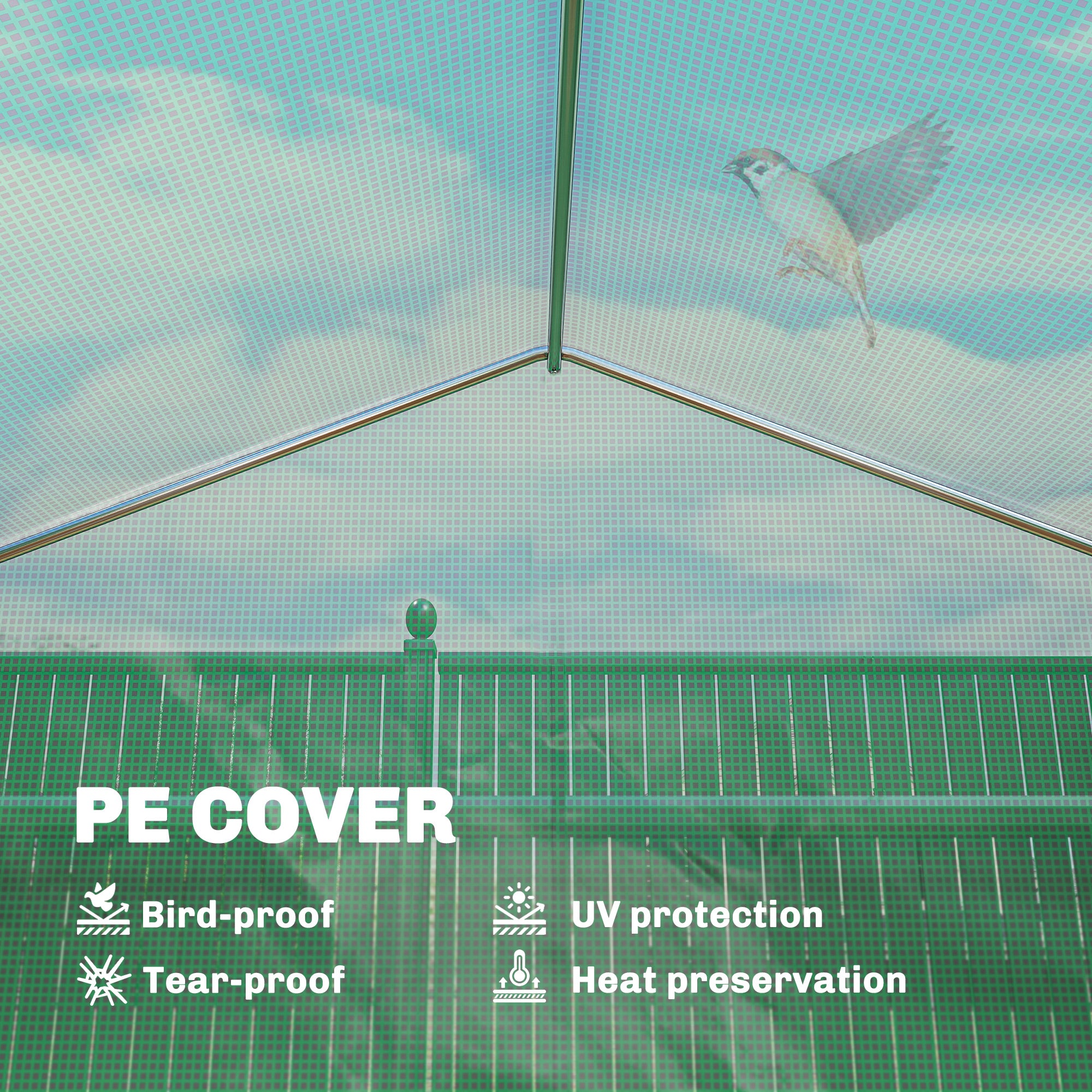 10'x11'x6' Walk-in Tunnel Greenhouse with Shelves, Mesh Door and Windows, Plant Hot House with PE Cover