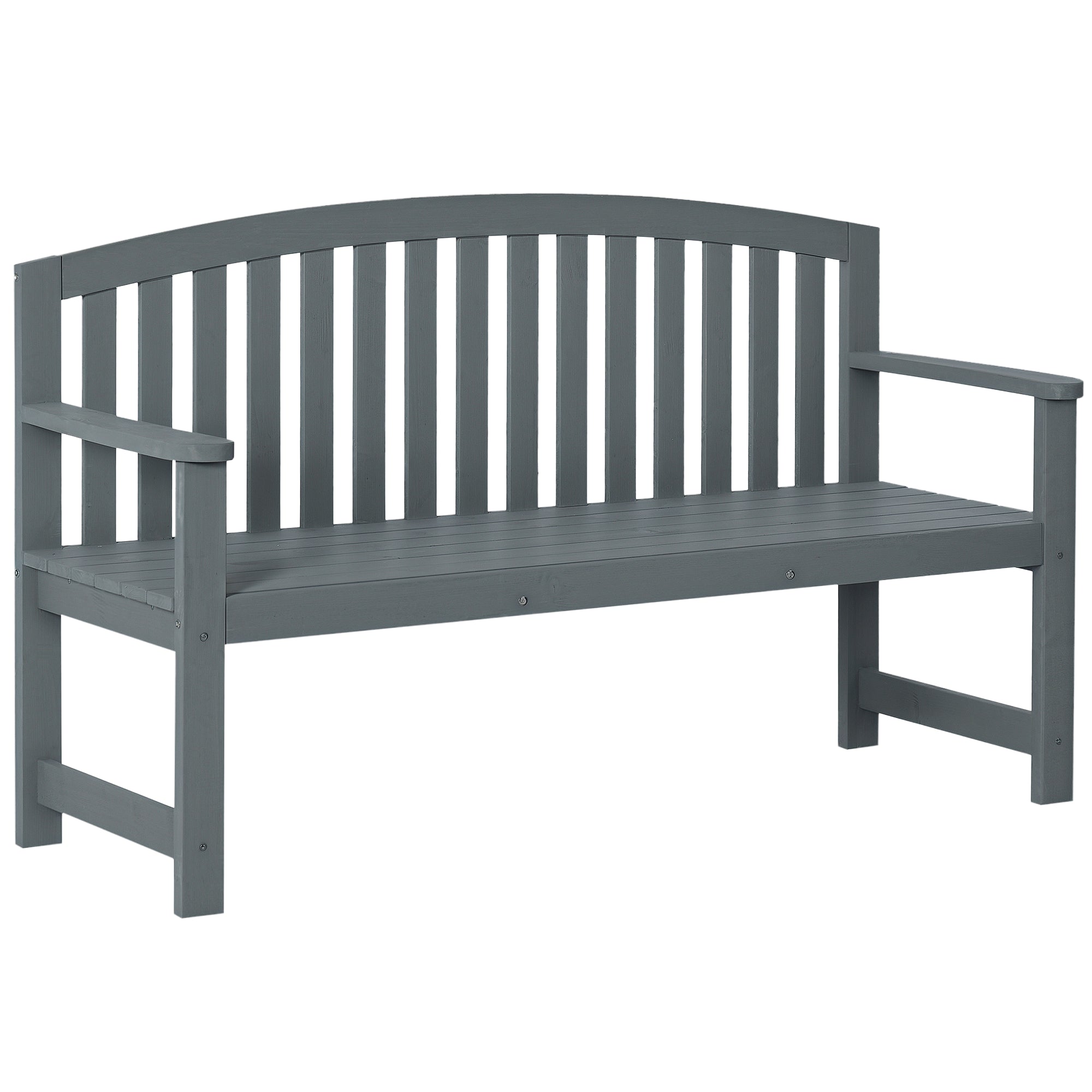 56" Outdoor Wood Bench, 2-Seater Garden Bench with Backrest and Armrest, Patio Bench for Patio, Porch, Poolside, Balcony