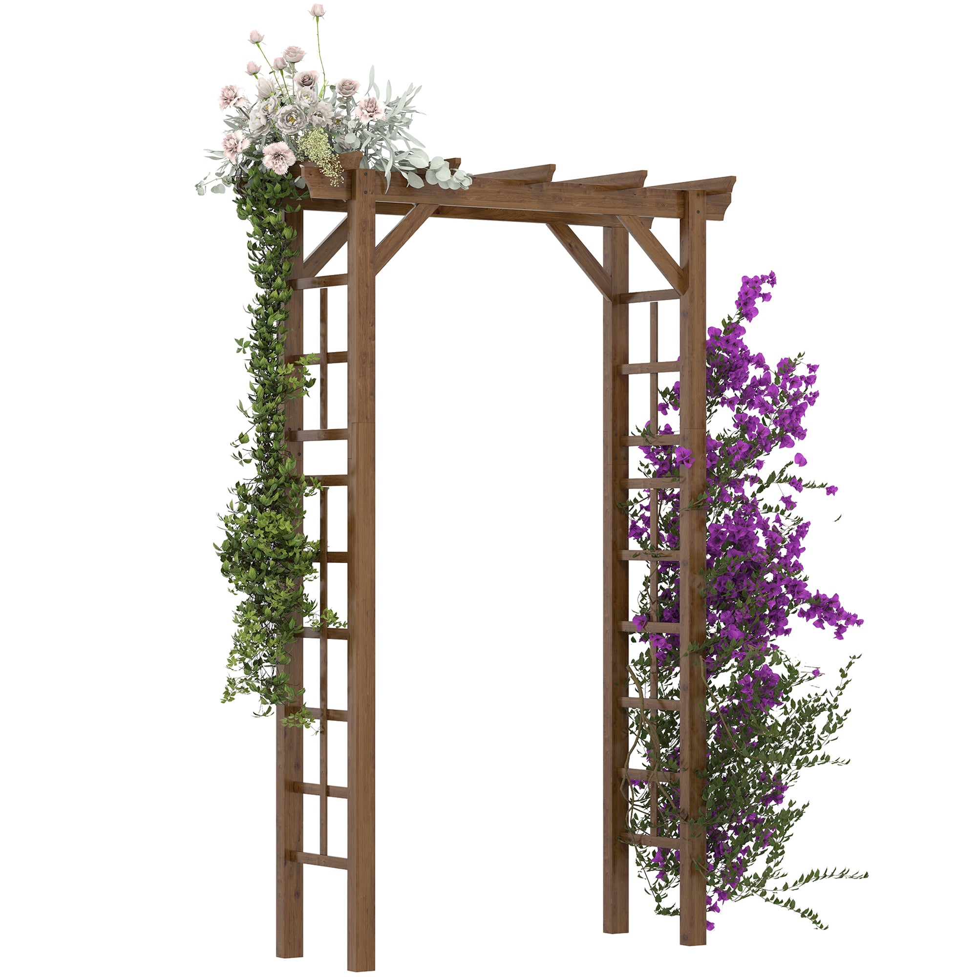 85" Wooden Garden Arbor for Wedding and Ceremony, Outdoor Garden Arch Trellis for Climbing Vines