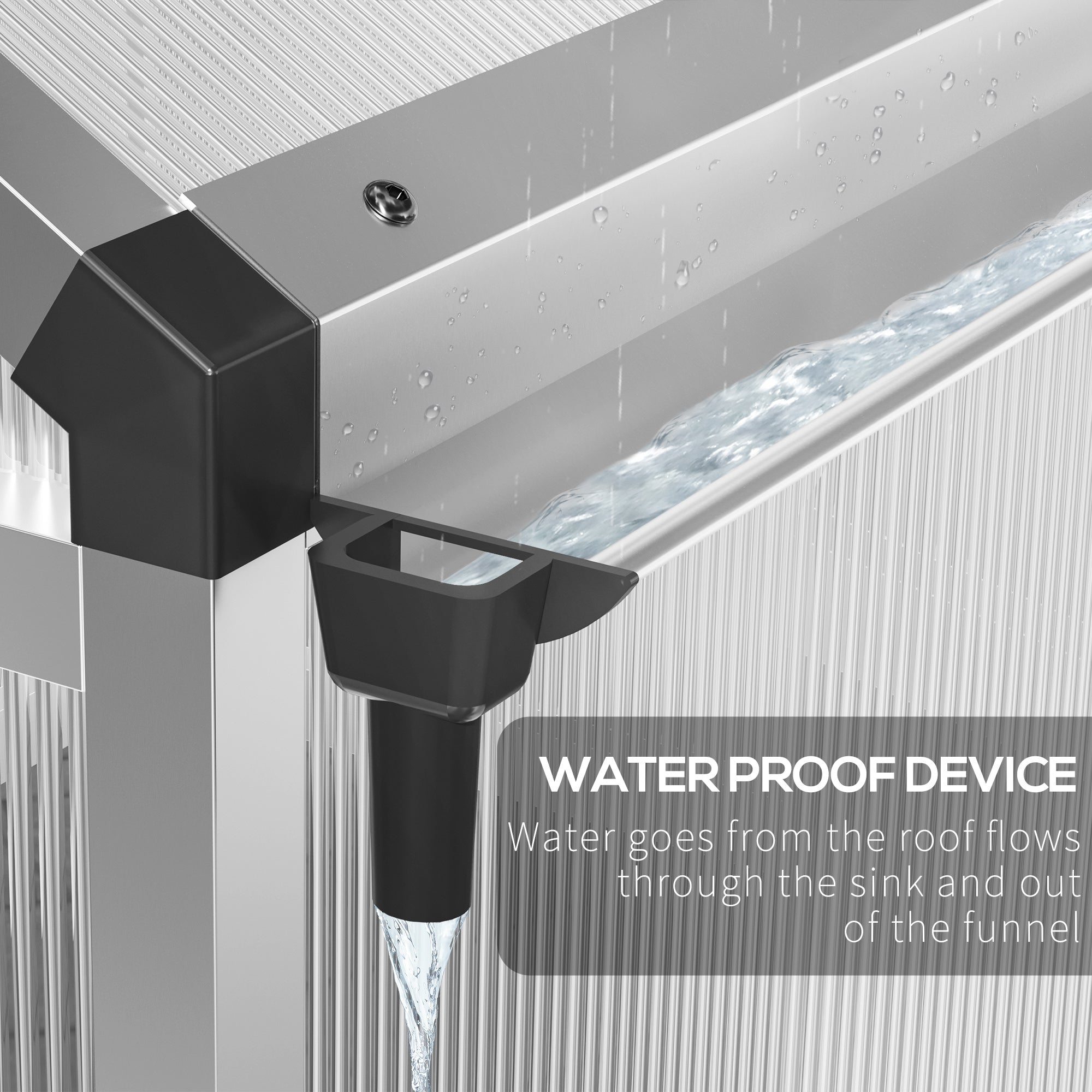 6' L x 6' W Walk-In Polycarbonate Greenhouse with Roof Vent for Ventilation & Rain Gutter for Winter