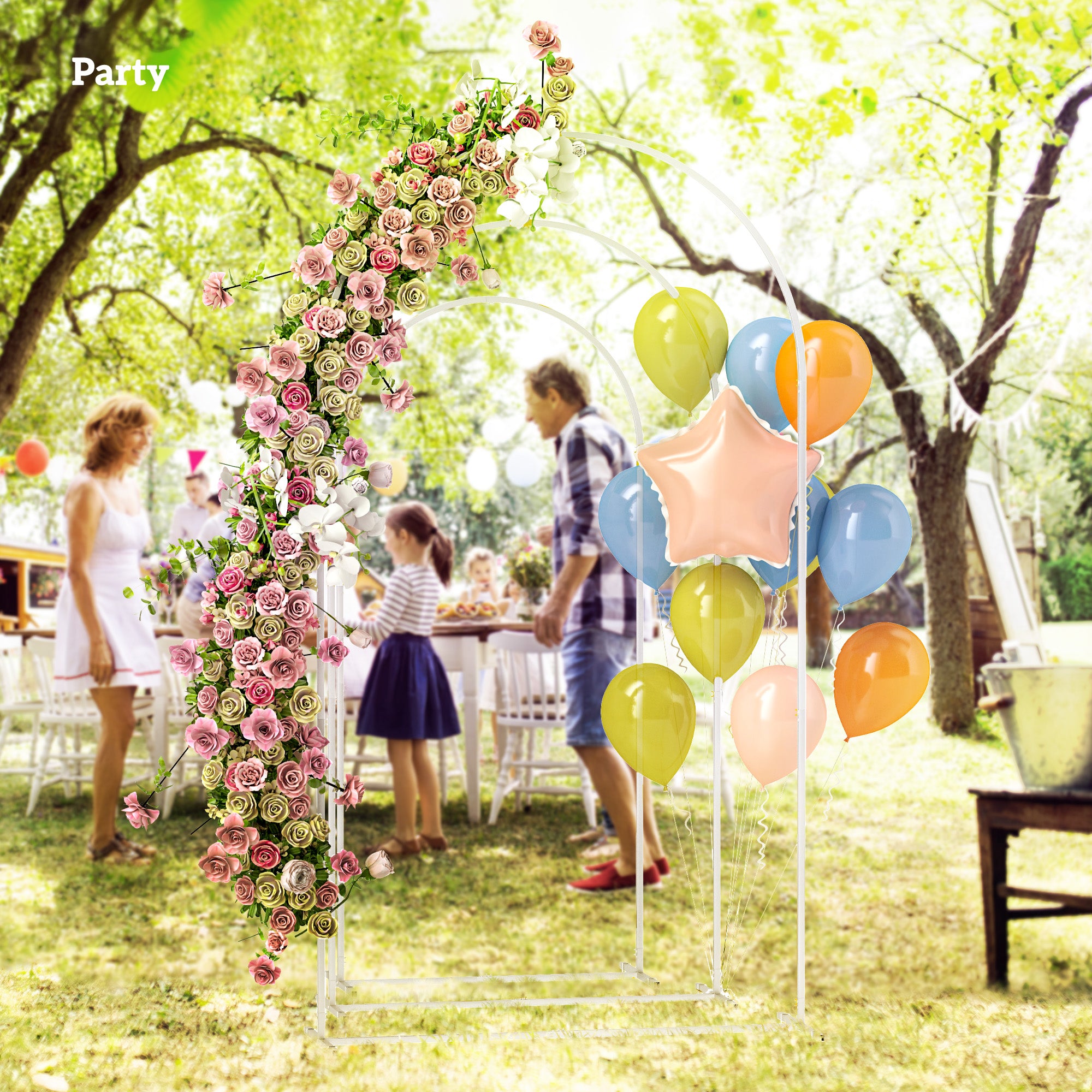 Metal Arch Backdrop Stand Set of 3, 7/6.5/6 ft Wedding Arch Frame, Balloon Backdrop Arch Stand Set for Birthday Party, Bridal Shower, Graduation, Ceremony, Banquet Decorations