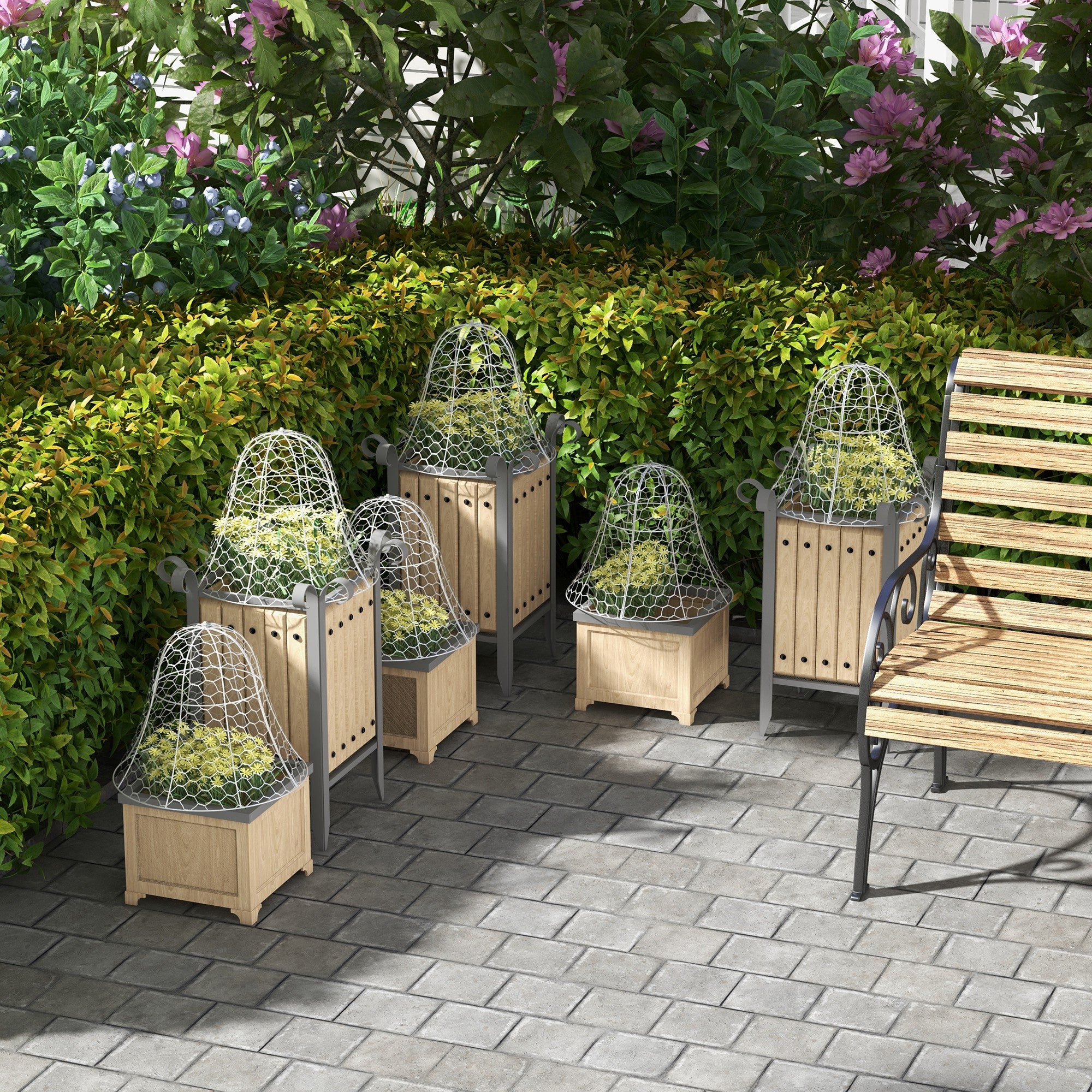 6 Pack Garden Cloches for Plants, 16" x 13" Metal Crop Cage, Plant Cages to Keep Animals Out