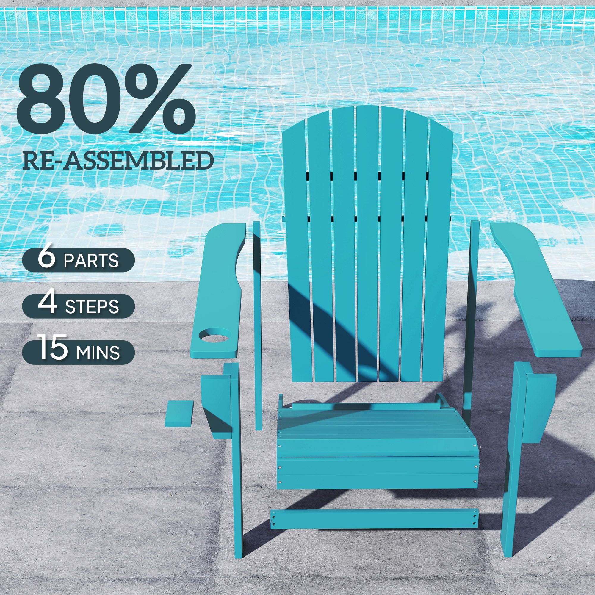 Oversized Adirondack Chair, Outdoor Fire Pit and Porch Seating, Classic Log Lounge w/ Built-in Cupholder