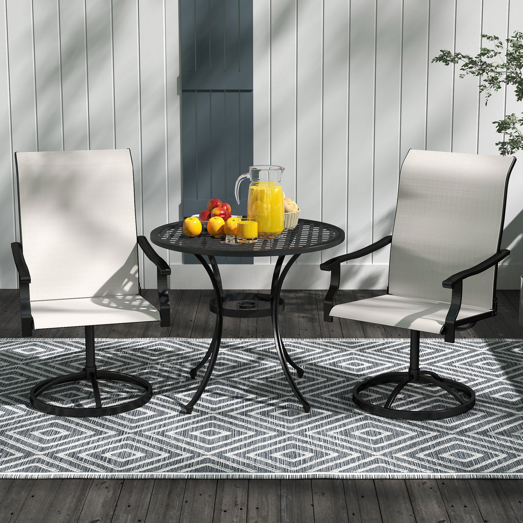 Patio Swivel Chairs Set of 2, High Back Patio Dining Chairs with All-Weather Mesh for Backyard, Lawn, Garden