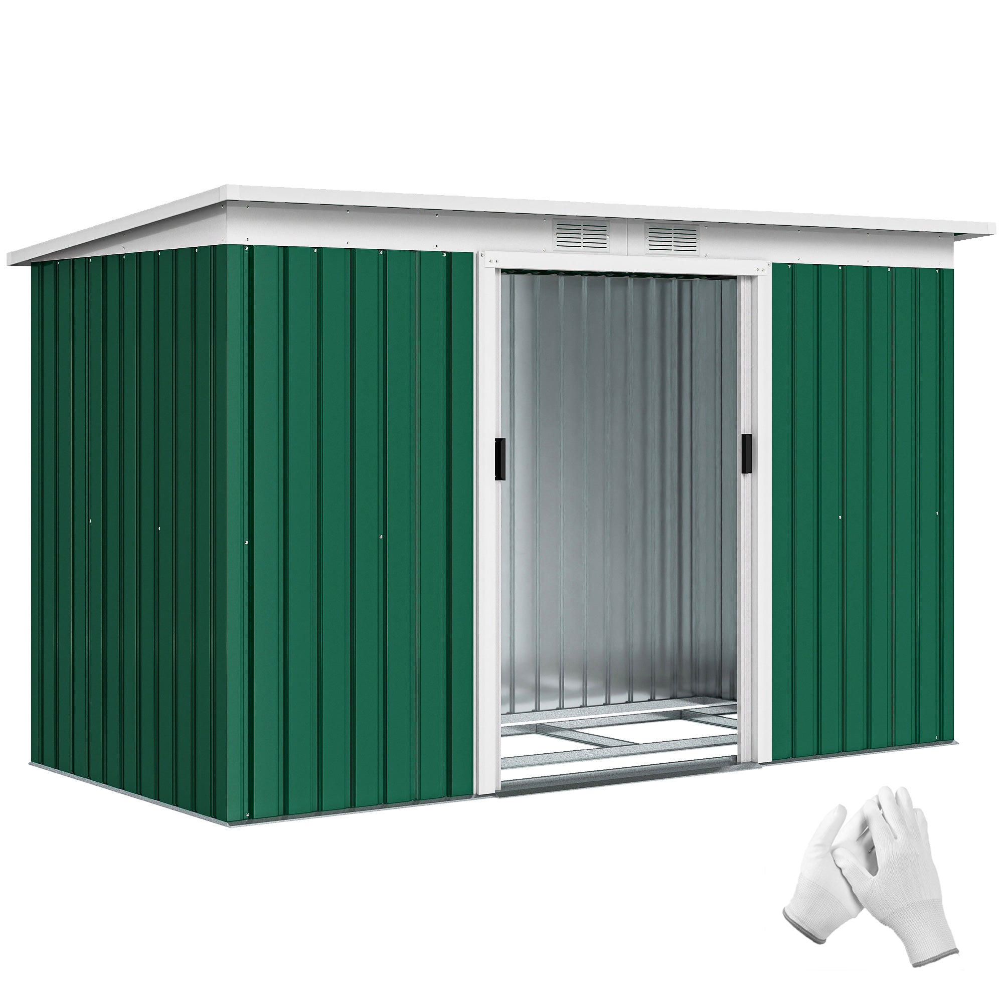 9' x 4' Metal Outdoor Storage Shed, Tool House with Double Lockable Doors for Backyard, Patio, Lawn, Garage