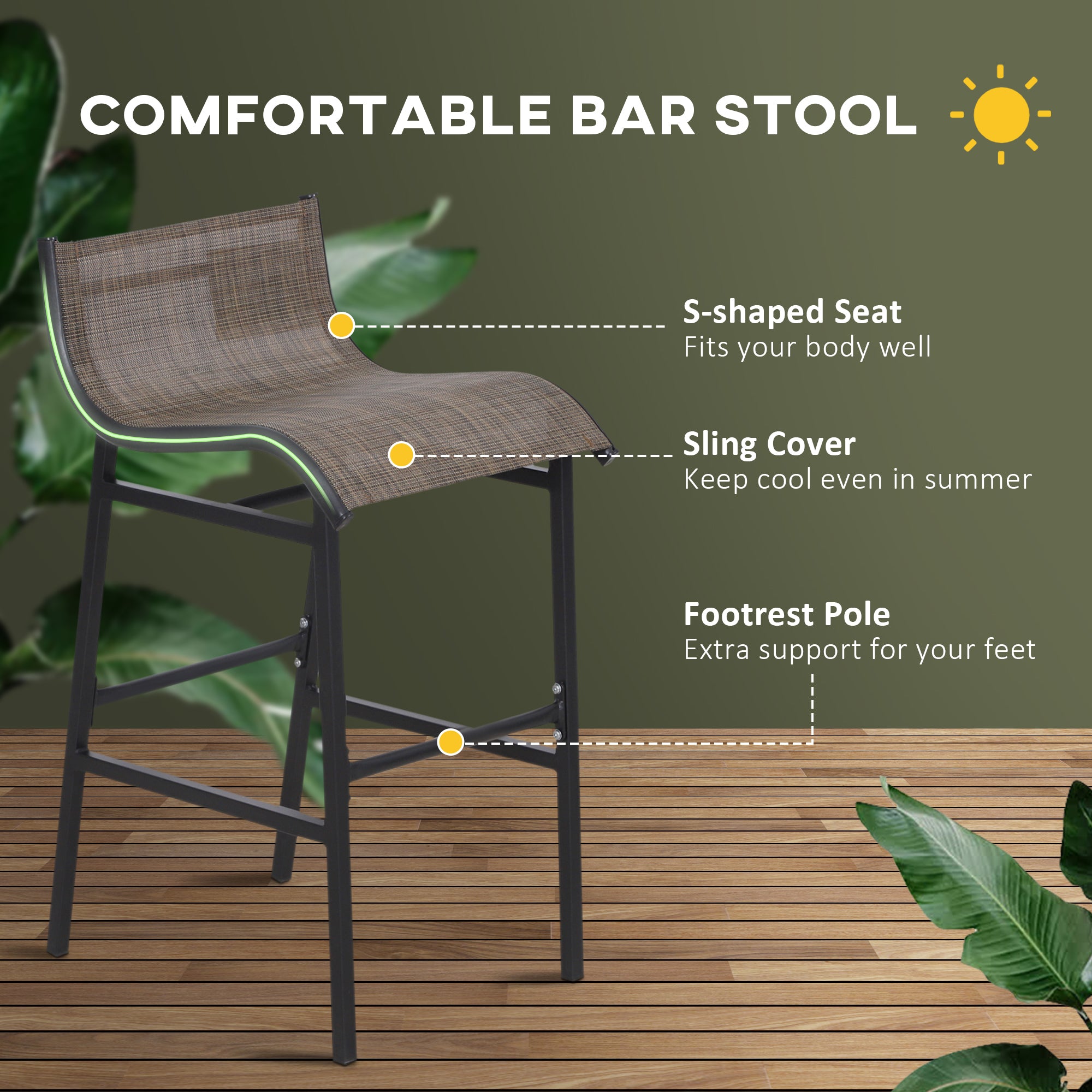 3 Piece Bar Height Outdoor Bistro Set for 2