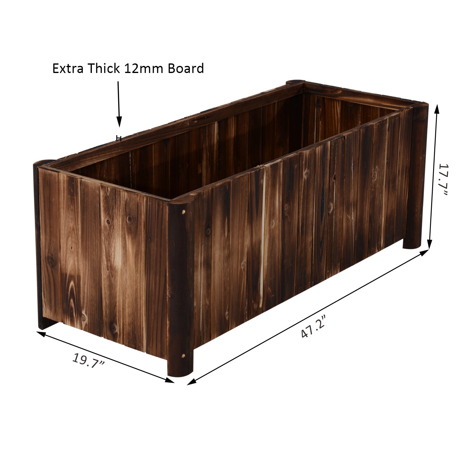 48" x 20" x 18" Raised Garden Bed, Raised Planter Box, Wooden Planter Raised Bed with Drainage Gaps & Lightweight Build