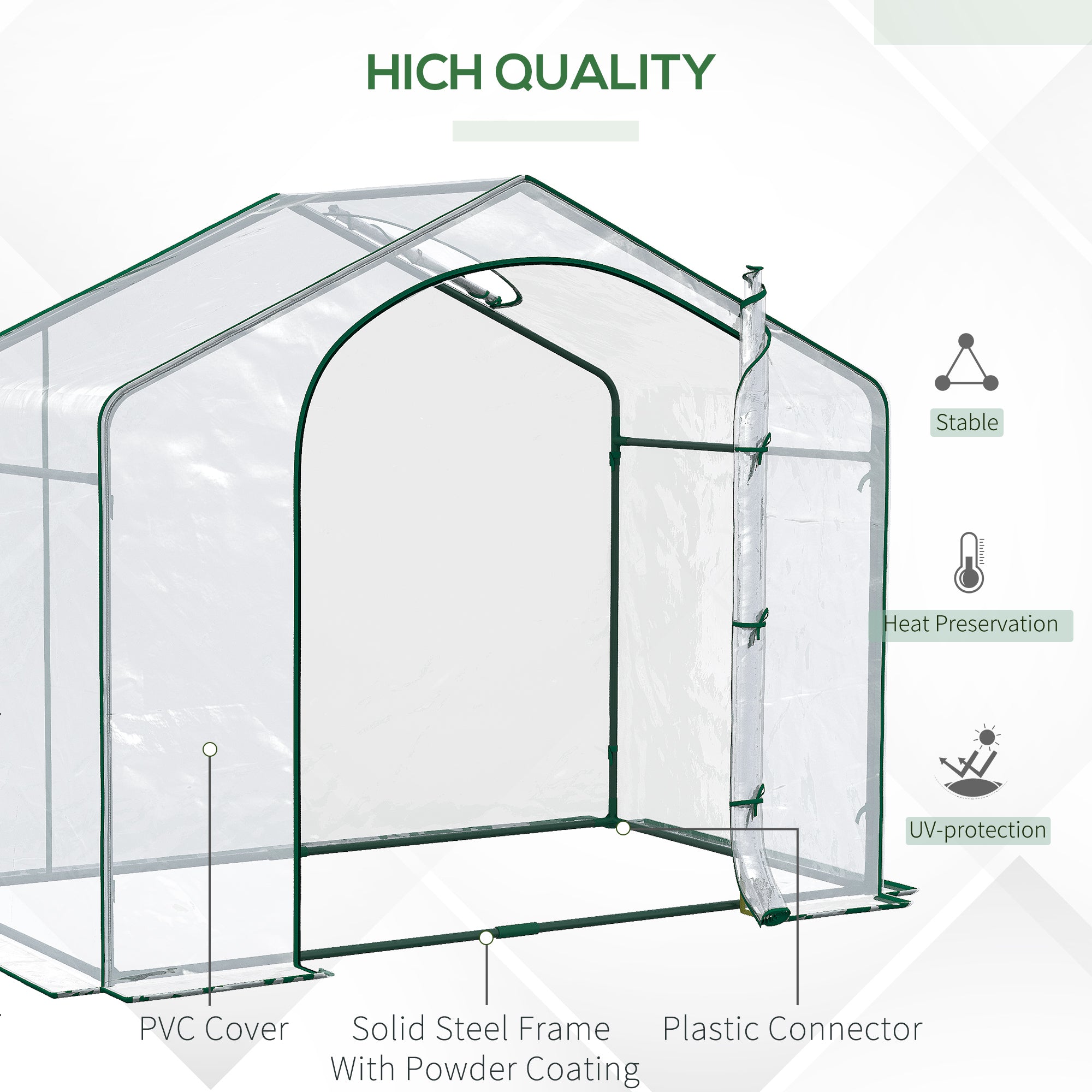 6' x 3' x 5' Portable Walk-in Greenhouse, Plastic Cover, Steel Frame Garden Hot House, Zipper Door, Top Vent for Flowers, Vegetables, Saplings, Tropical Plants, Clear