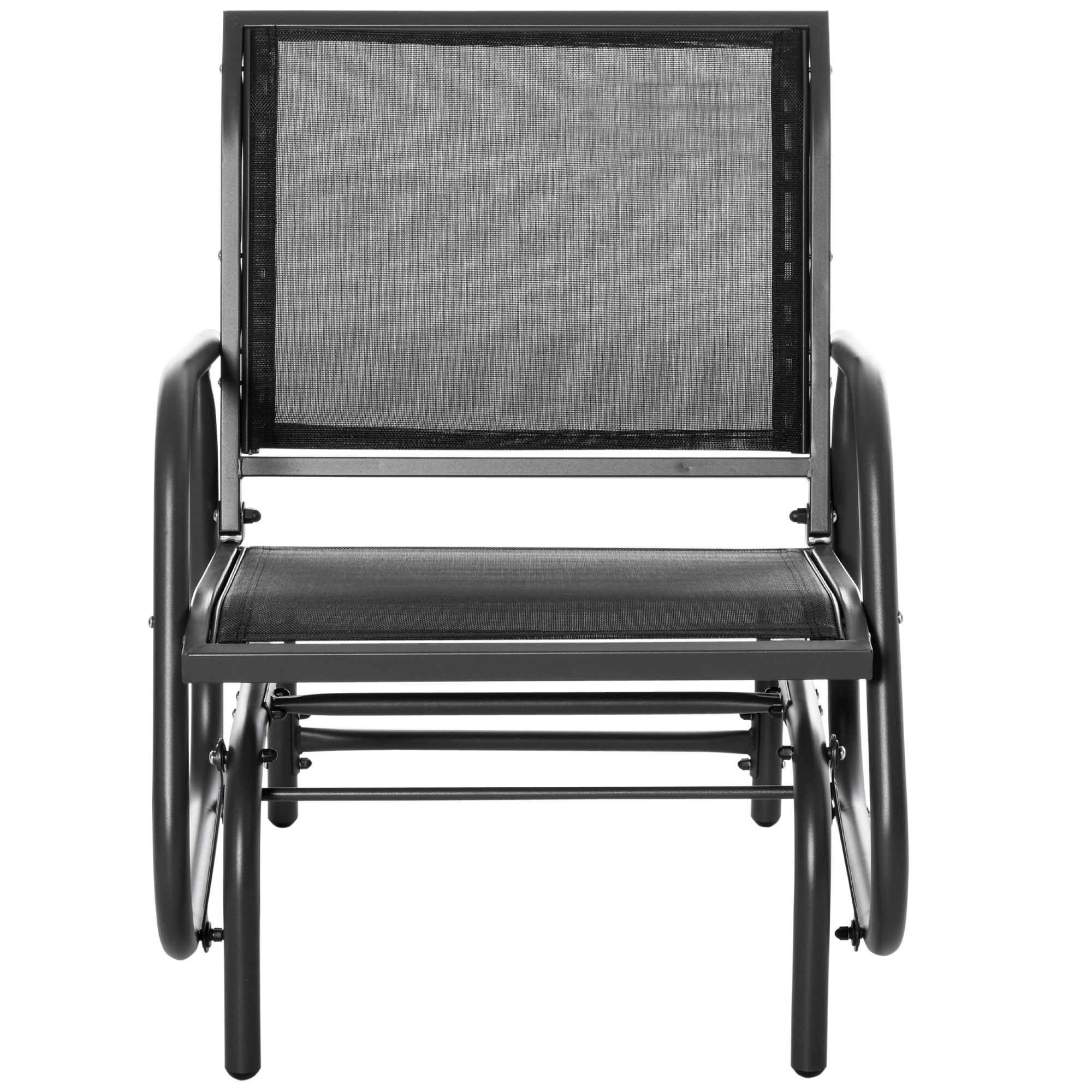 Outdoor Glider Chair, Steel Swing Chai with Curved Armrests for Porch, Garden, Poolside, Balcony