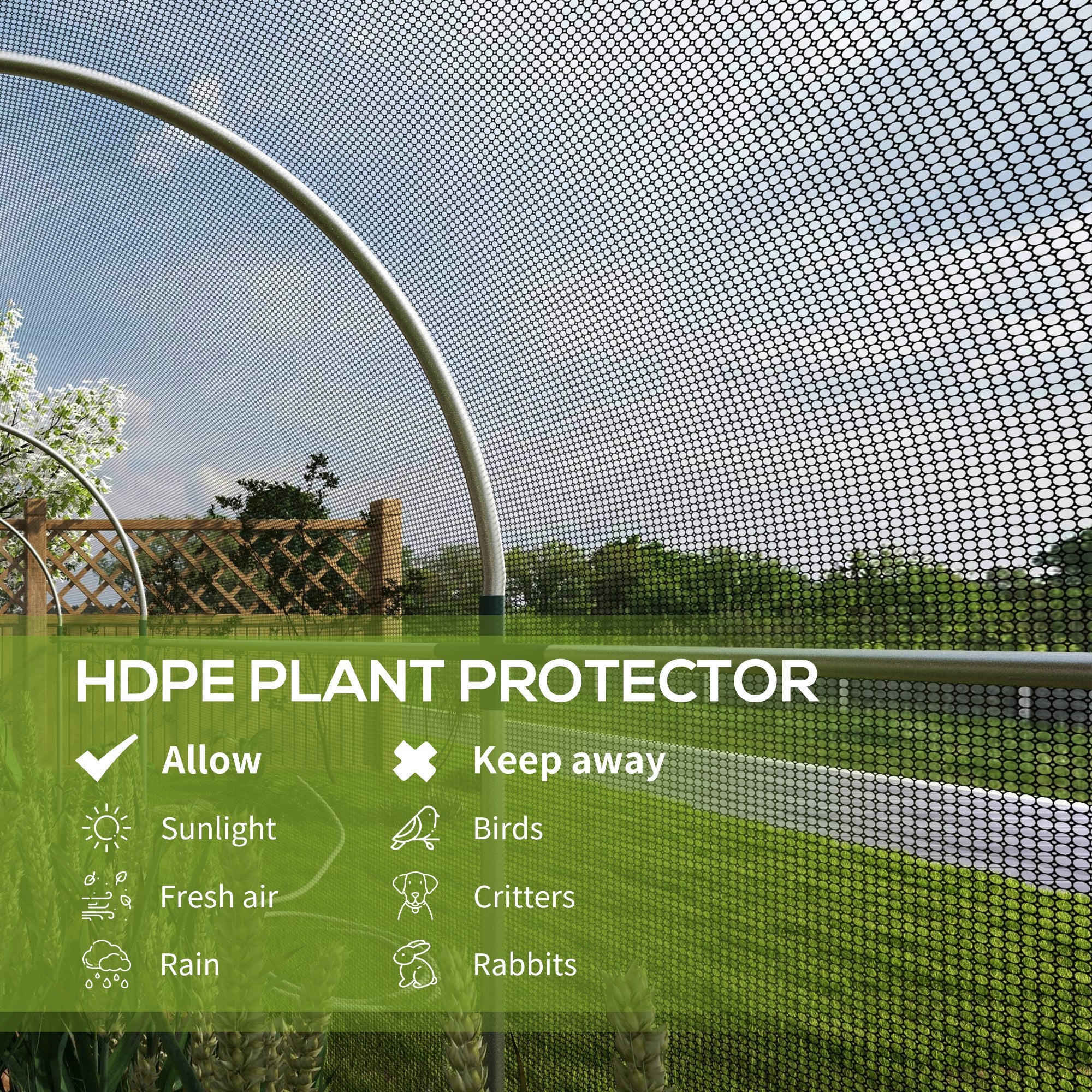 Galvanized Steel Crop Cage, Plant Protection Tent with Zippered Door, 4' x 12'