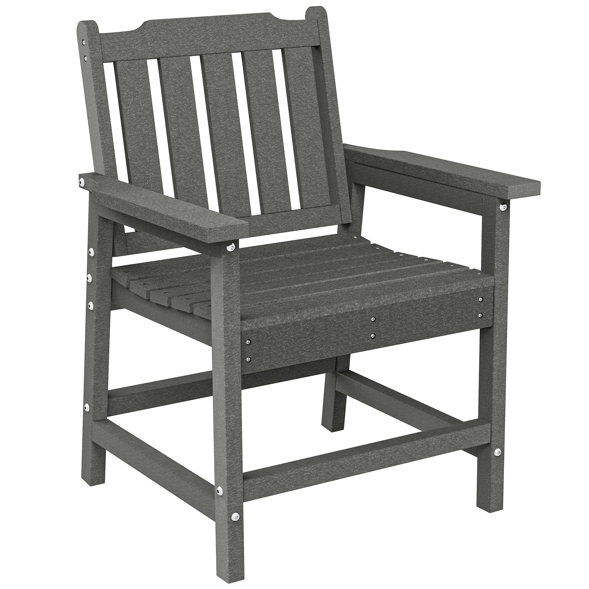All-Weather Patio Chair, HDPE Patio Dining Chair, Heavy Duty Wood-Like Outdoor Furniture for Garden, Backyard, Deck, Porch, Lawn