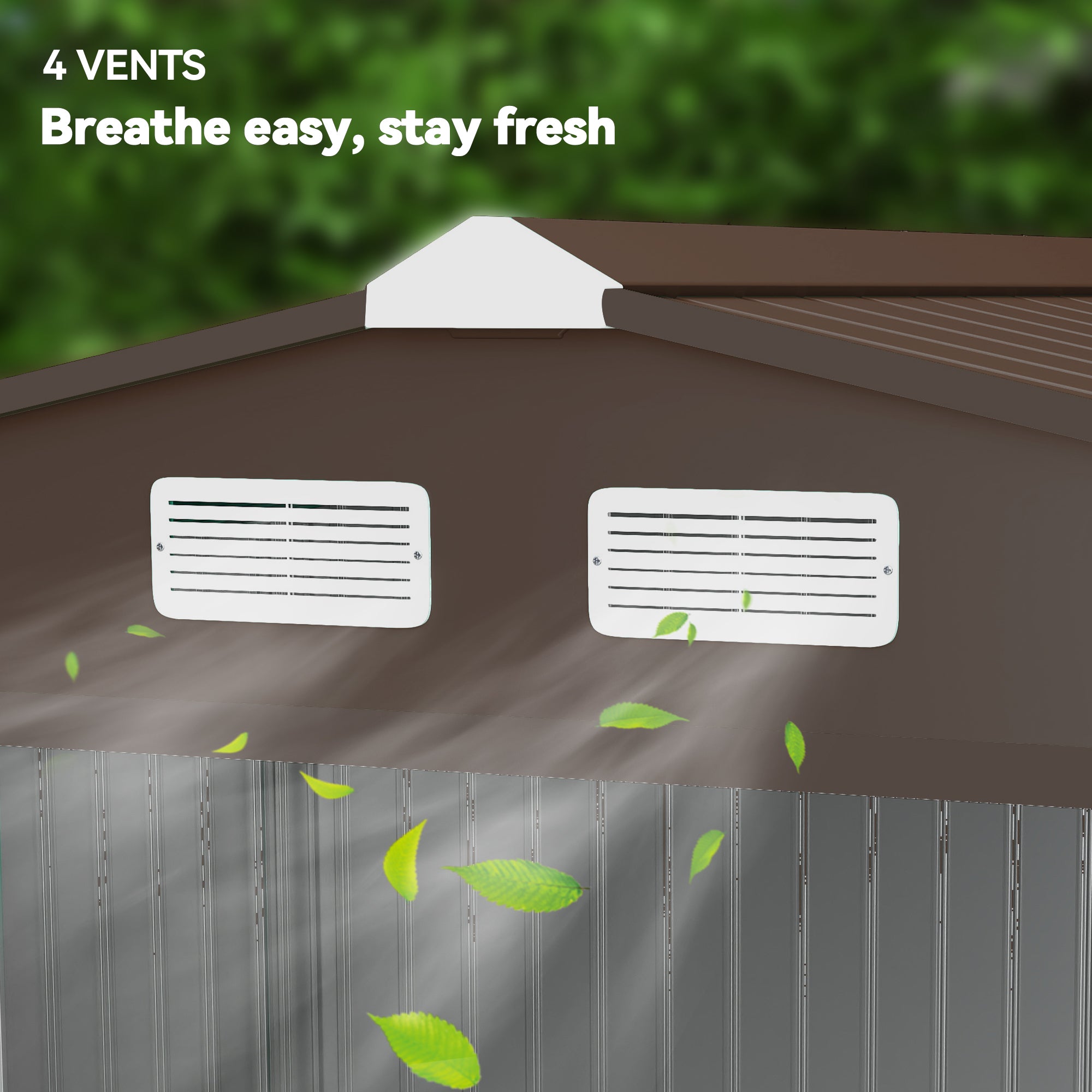 9' x 6' Outdoor Storage Shed, Garden Tool Metal Shed with Foundation Kit, Double Lockable Door, Air Vents and Sloping Roof, for Backyard, Patio, Lawn