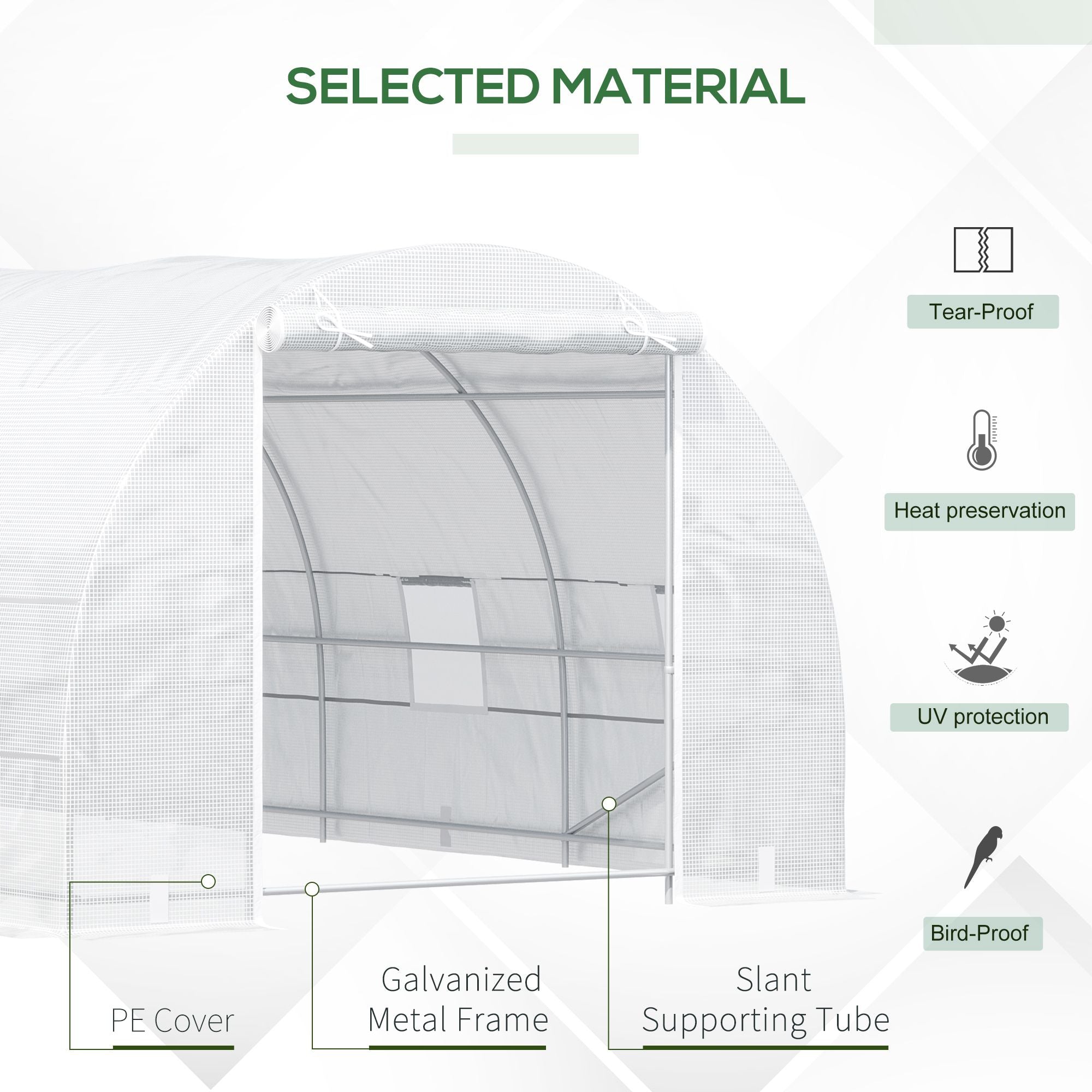 20' x 10' x 7' Walk-In Tunnel Greenhouse with Zippered Door & 8 Mesh Windows, Large Garden Green House Kit, Galvanized Steel Frame