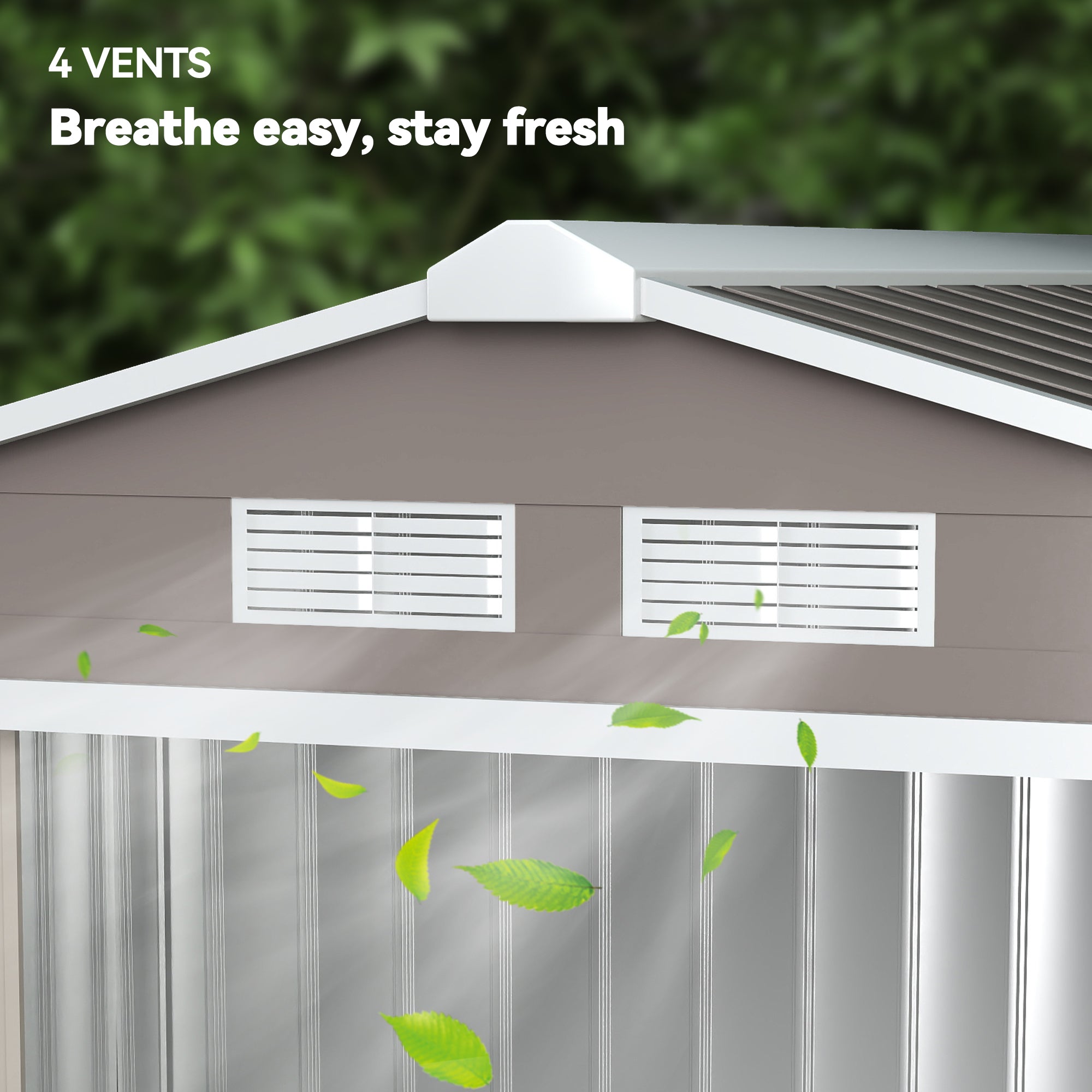 7' x 4' Outdoor Storage Shed, Garden Tool Metal Shed with Foundation Kit, Double Lockable Door, Air Vents and Sloping Roof, for Backyard, Patio, Lawn