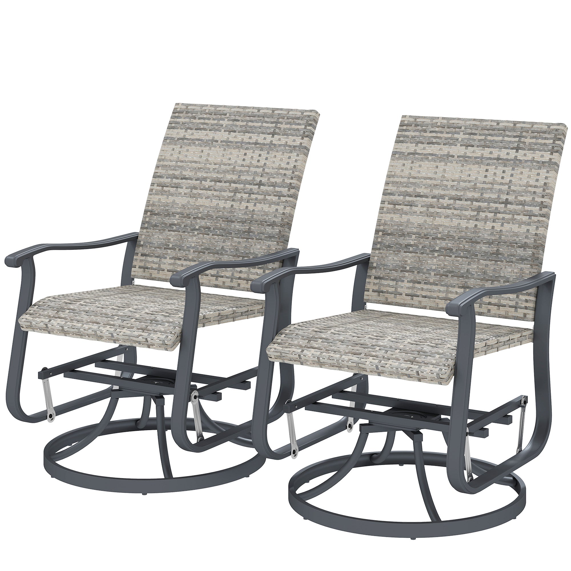 Wicker Rattan Swivel Patio Glider Chair Set of 2, Outdoor Glider Chair with Steel Frame, High Back, Armrests
