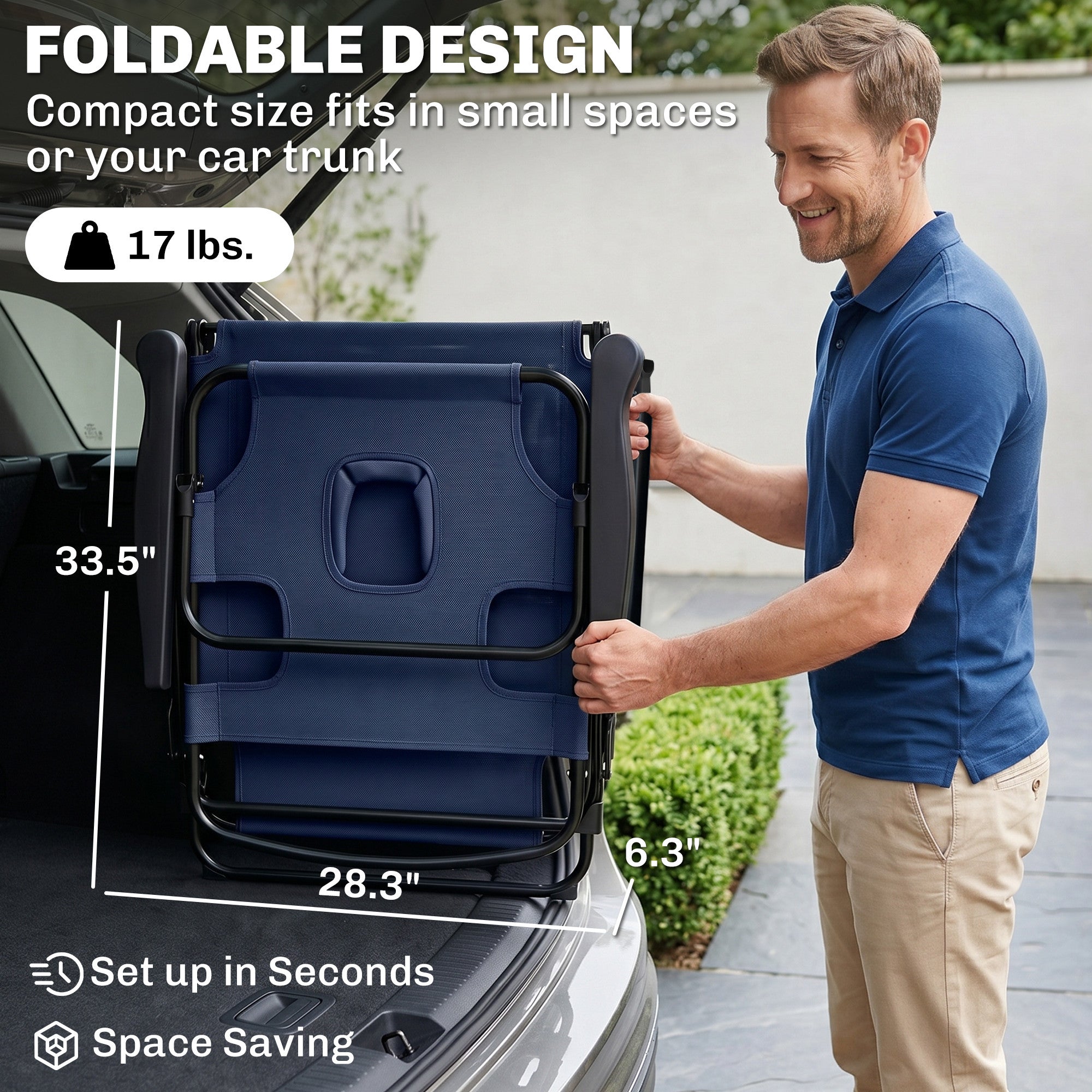 Folding Lounge Chair w/ Reclining Back
