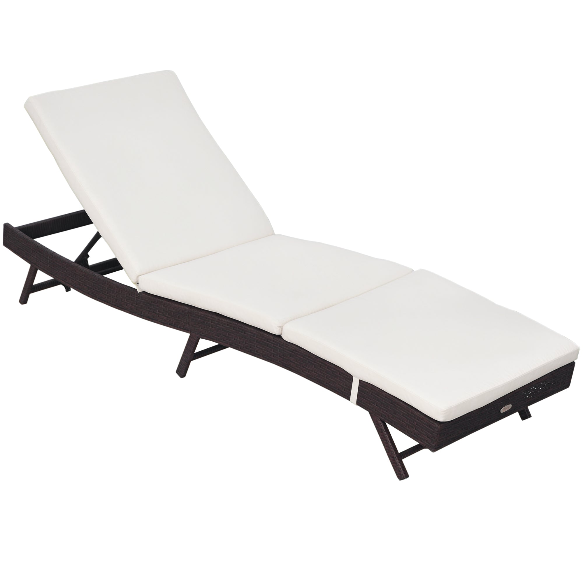 Patio Chaise Lounge, Pool Chair with 5 Position Adjustable Backrest & Cushion, Outdoor PE Rattan Wicker Sun Tanning Seat, 78.75" x 24.75" x 35", Brown