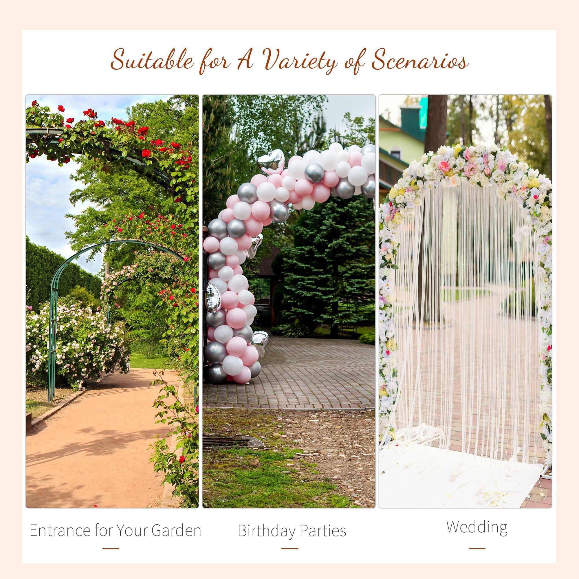 7' Wood Steel Outdoor Garden Arched Trellis Arbor with Natural Fir Wood & Side Panel for Climbing Vines, Orange