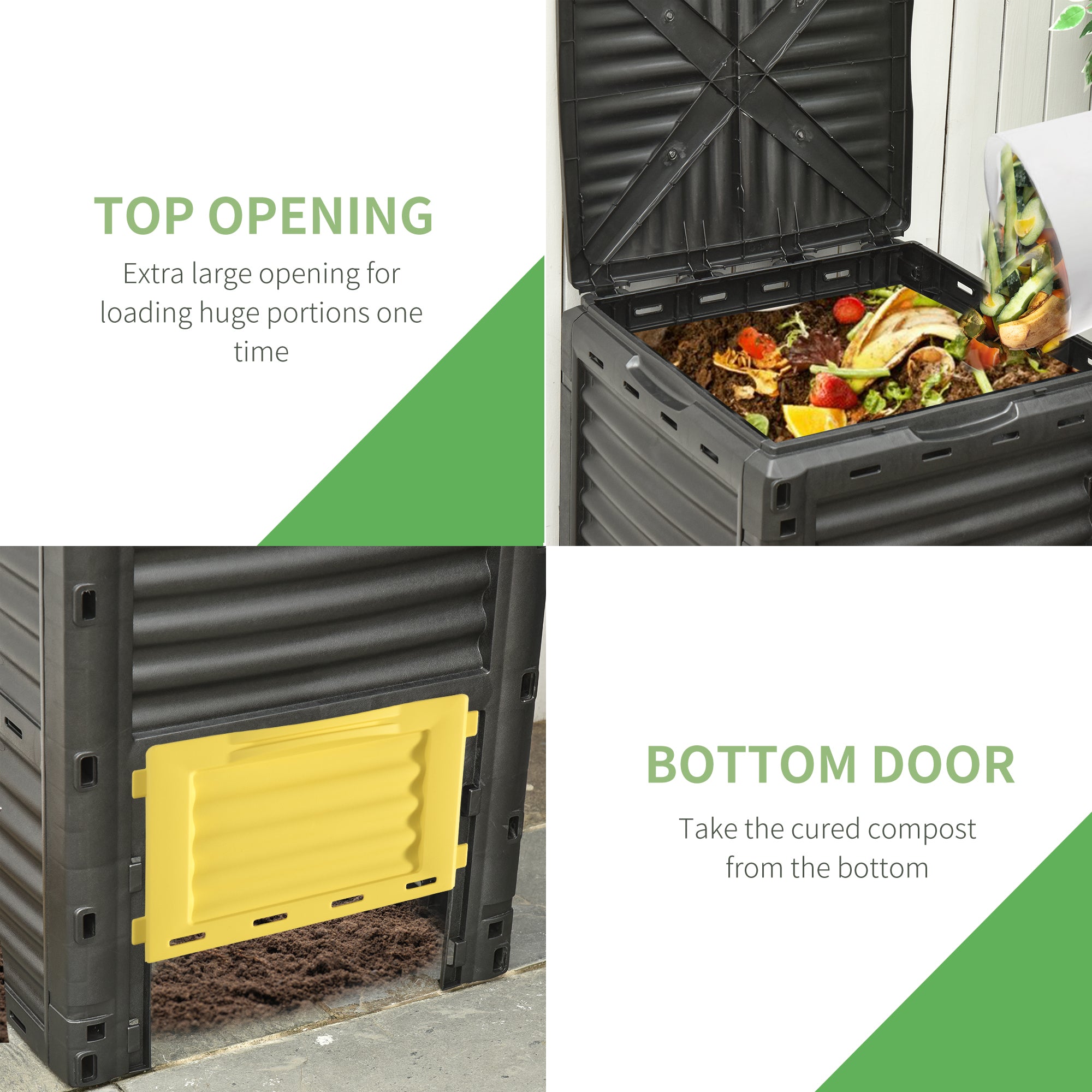 Garden Compost Bin 80 Gallon Outdoor Large Capacity Composter Fast Create Fertile Soil Aerating Box, Easy Assembly
