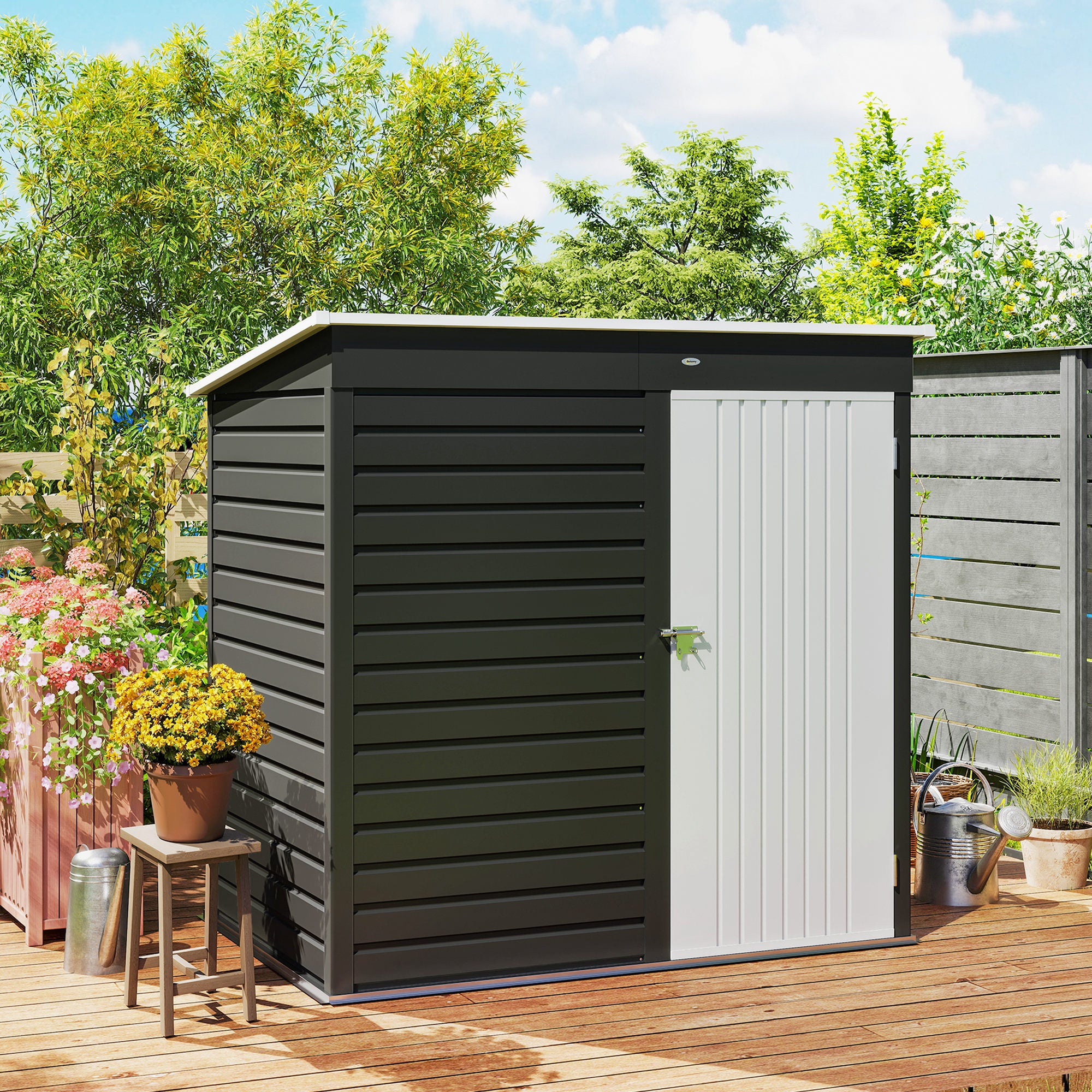 6' x 4' Outdoor Garden Shed, Metal Storage Shed with Lockable Door and Gloves for Backyard Garden Patio