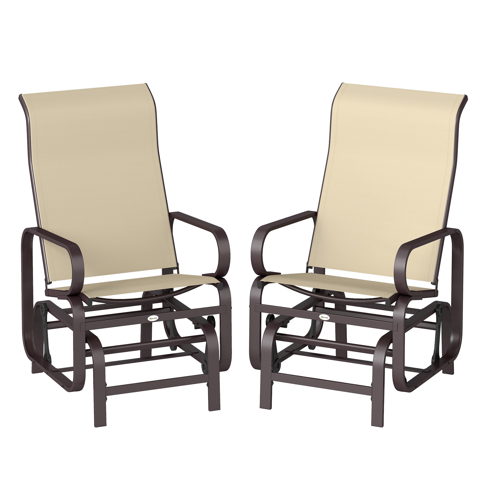 Gliding Lounger Chair Set of 2, Single Rockers with Lightweight Metal & Mesh Construction