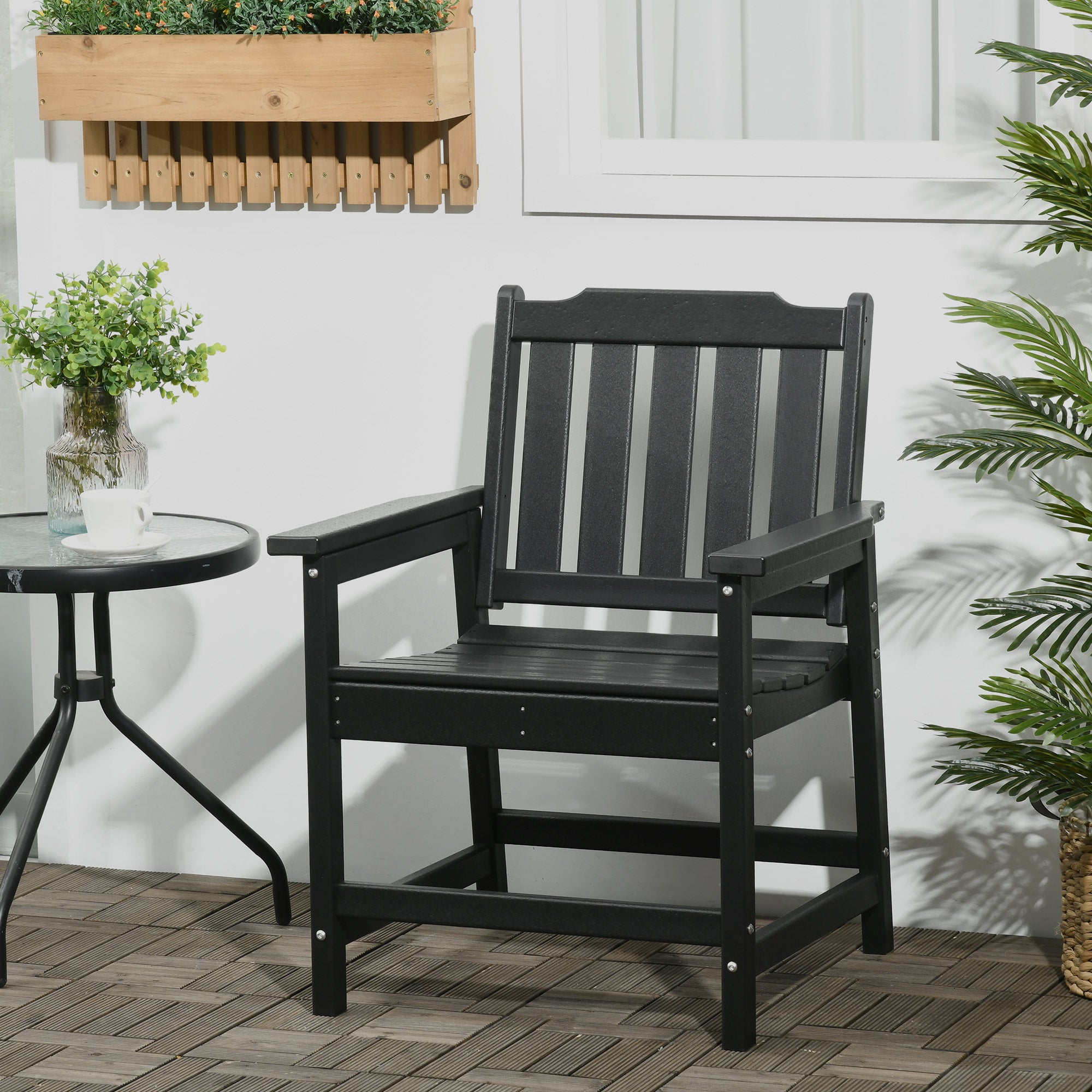 2 Piece All-Weather Patio Chairs, HDPE Patio Dining Chair Set, Heavy Duty Wood-Like Outdoor Furniture