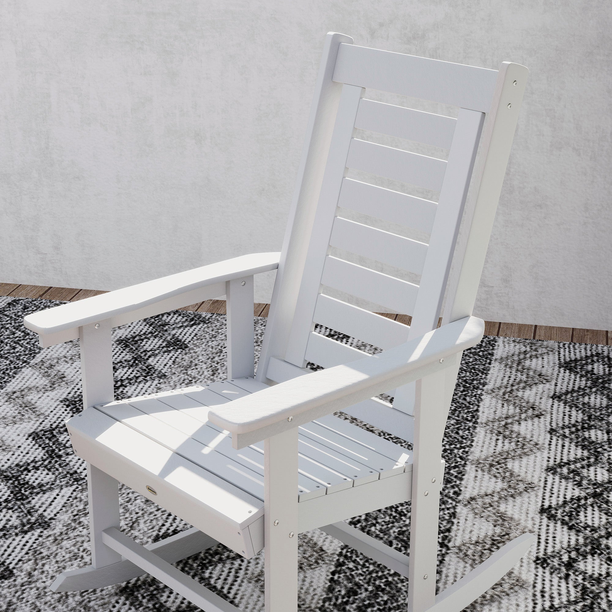2 Pieces Outdoor Rocking Chairs, HDPE Patio Rockers with 28" High Back, Wide Armrests for Porch Backyard