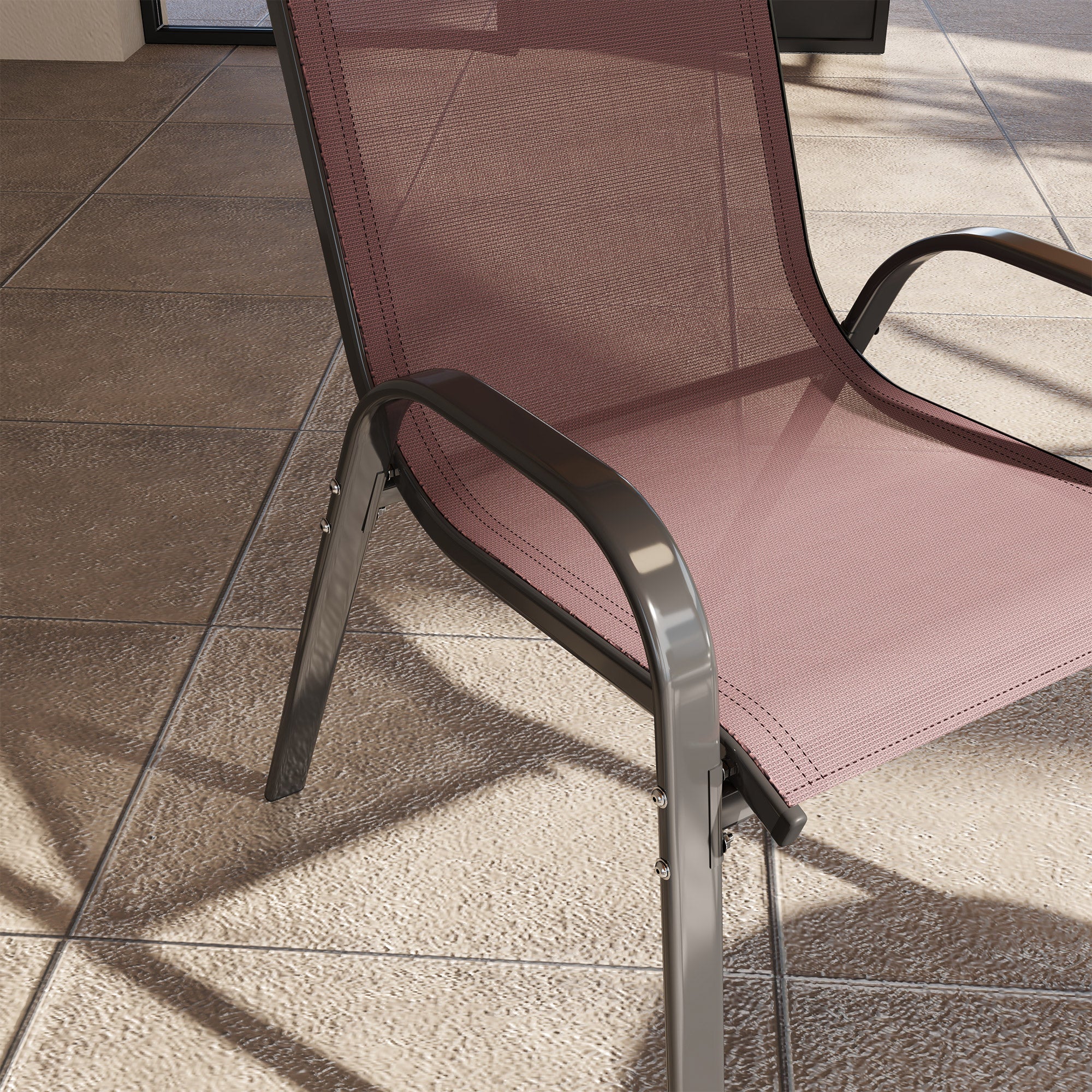 Set of 4 Outdoor Dining Chairs, Stackable Patio Chairs with High Back, Breathable Mesh Seat for Garden Lawn