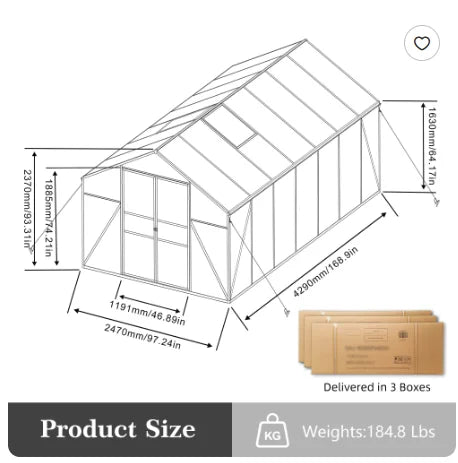 Windward Grand 8×14 Walk-In Glasshouse
