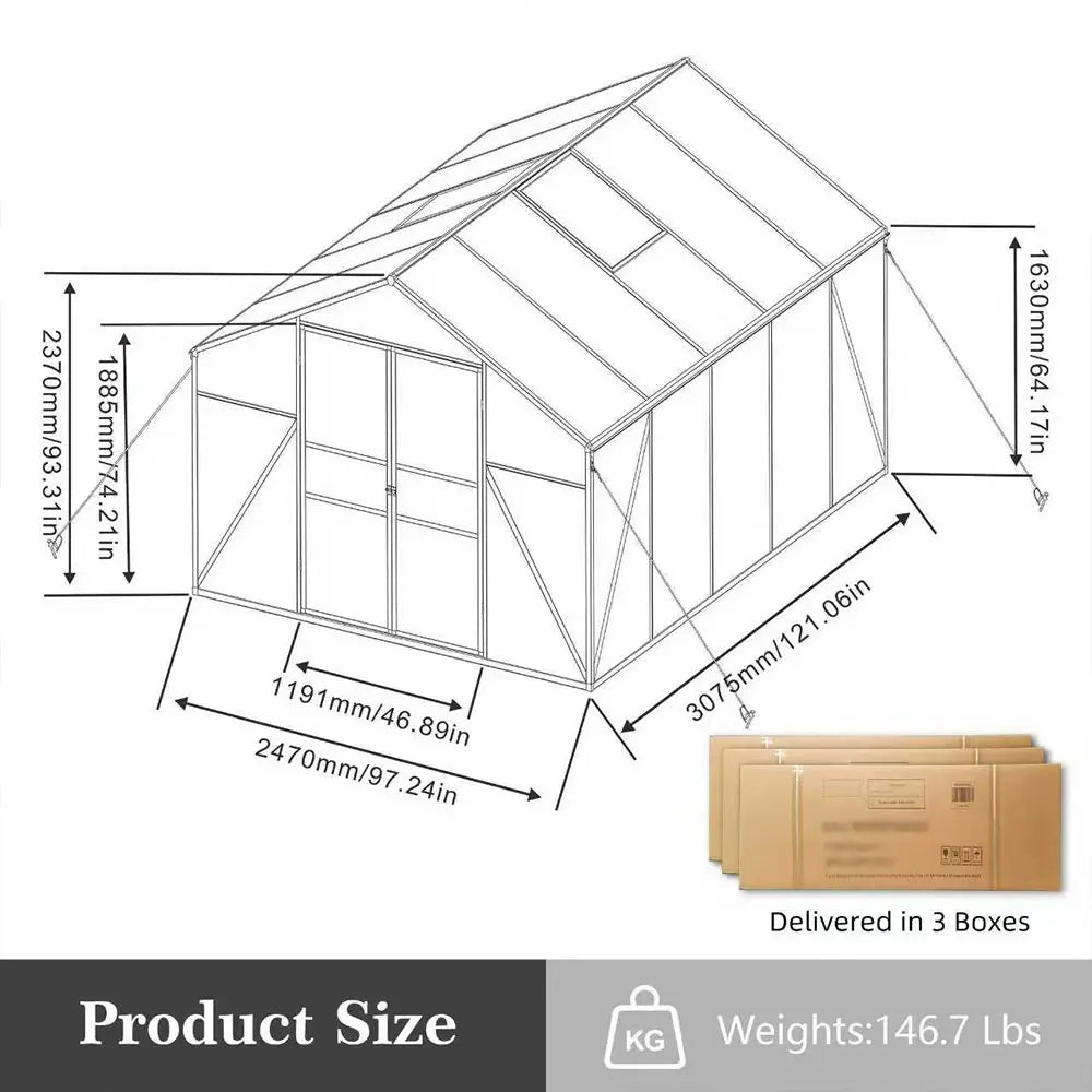 Serenity 8×10 Walk-In Glasshouse