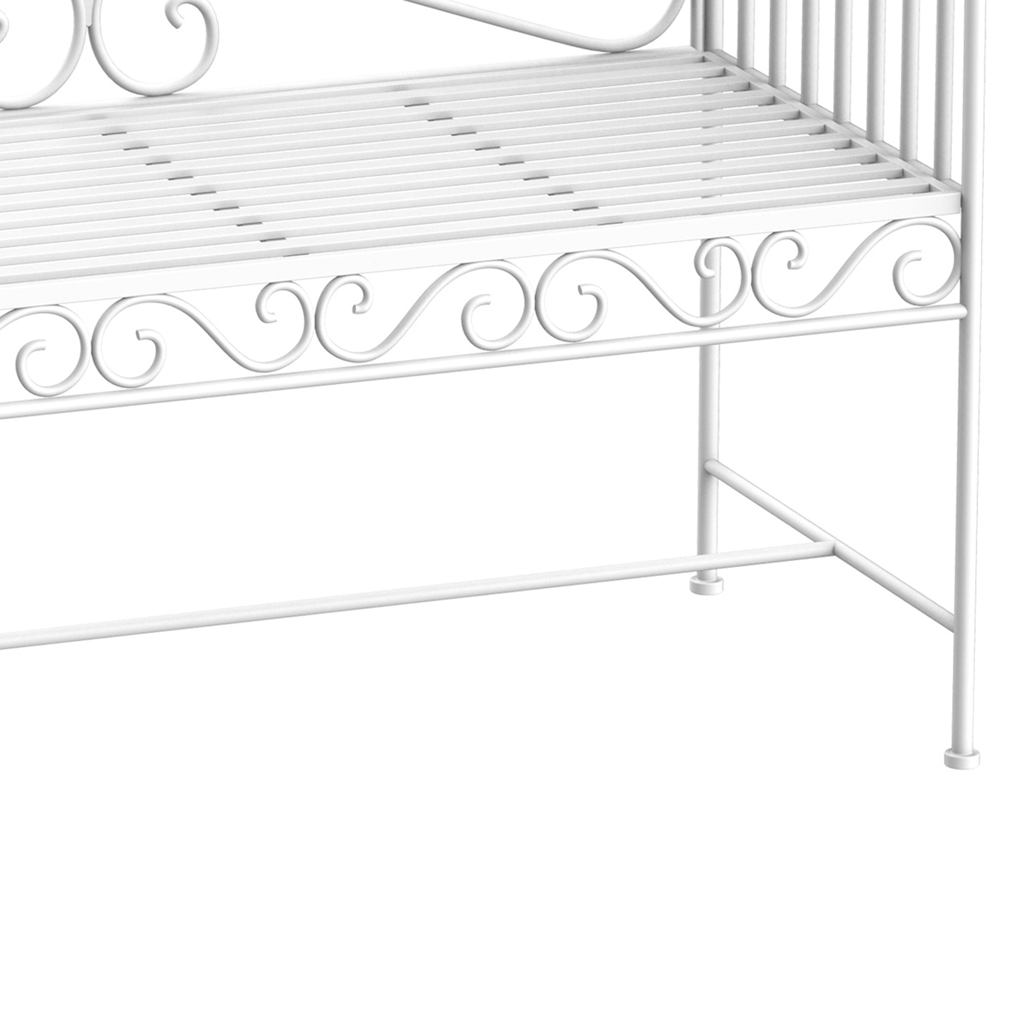 43" Garden Bench, Outdoor Patio Bench with Armrests, Metal Porch Bench for Backyard, Poolside, Lawn, Cream White