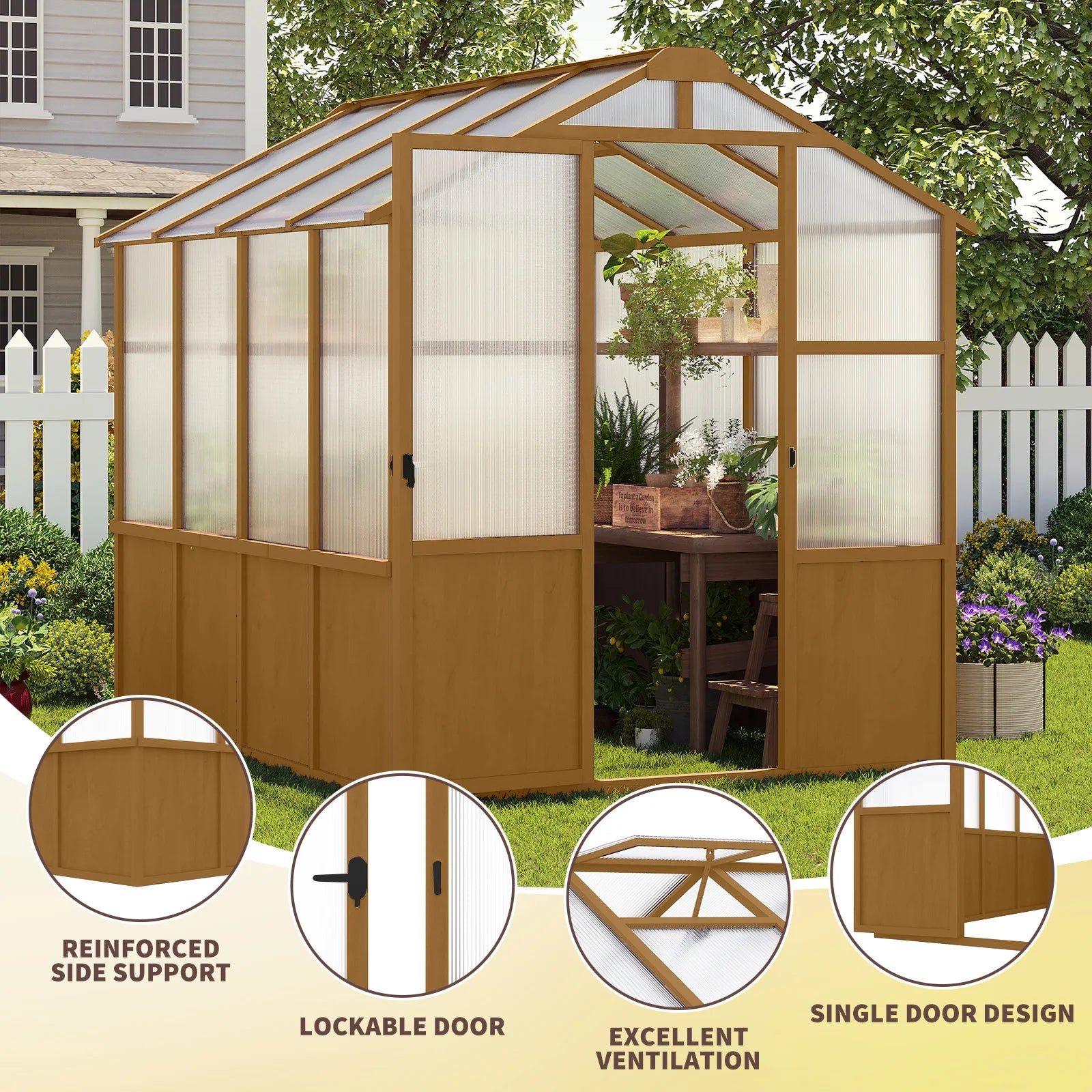 Timber Nook 6×8 Wood-Frame Glasshouse