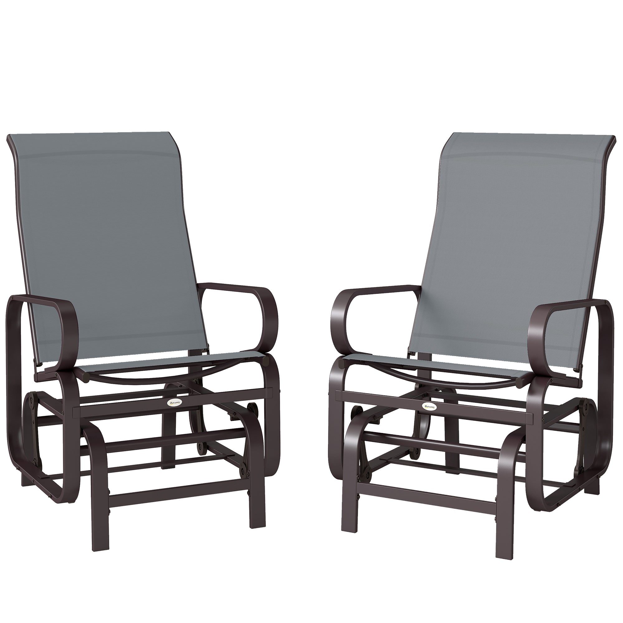 Gliding Lounger Chair Set of 2, Single Rockers with Lightweight Metal & Mesh Construction