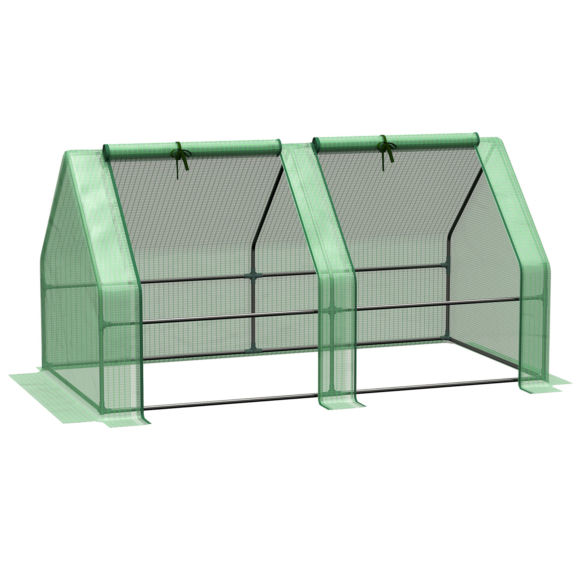 6' x 3' x 3' Mini Greenhouse with Zippered Doors & Roll-up Windows, Portable Plant Hot House with Durable PE Cover, Water Resistant, UV Protected for Outdoor Flowers, Vegetables, Green