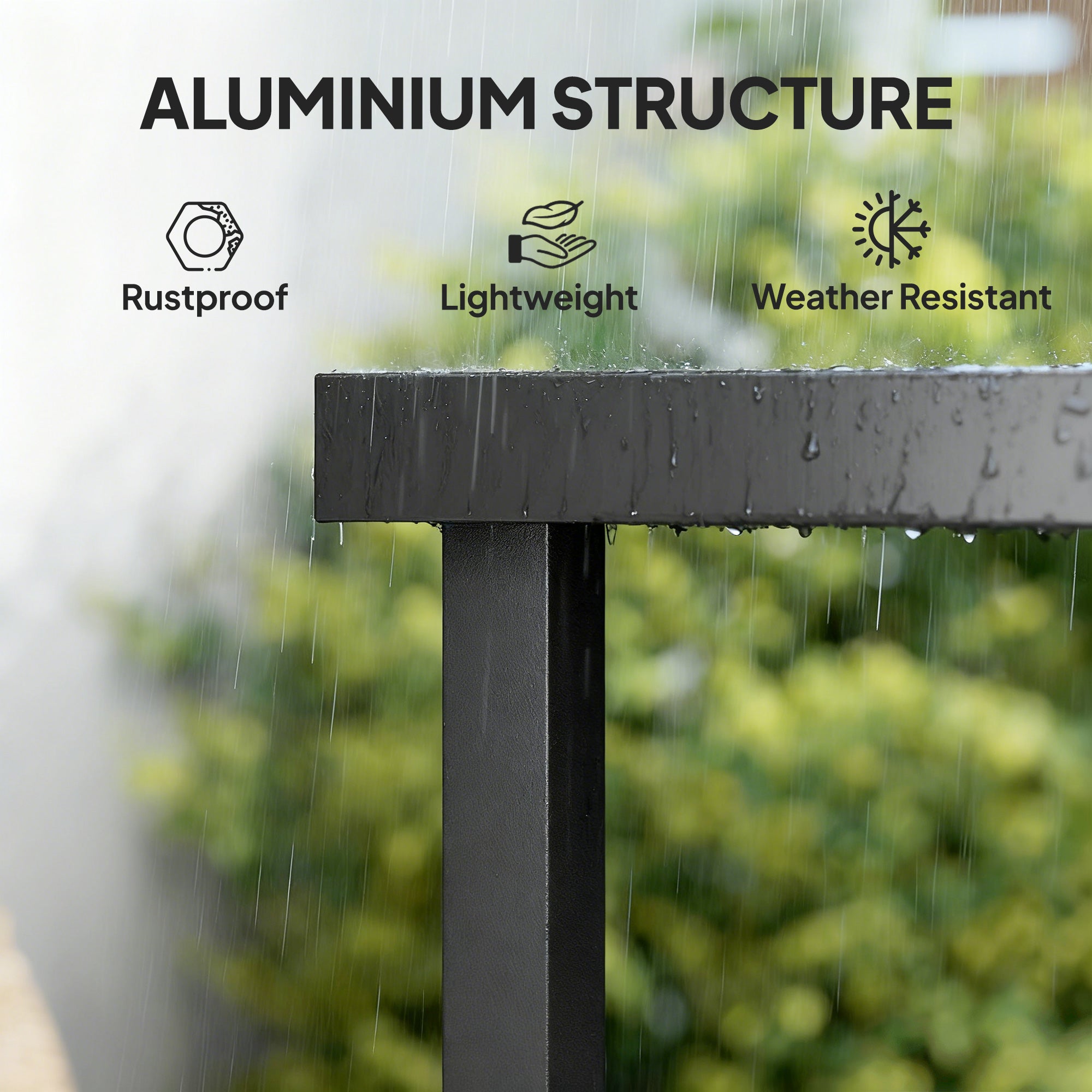 75" x 35" Outdoor Dining Table for 8 People, Rectangular Aluminum Frame Garden Table with All-Weather Faux Wood Top for Lawn, Patio