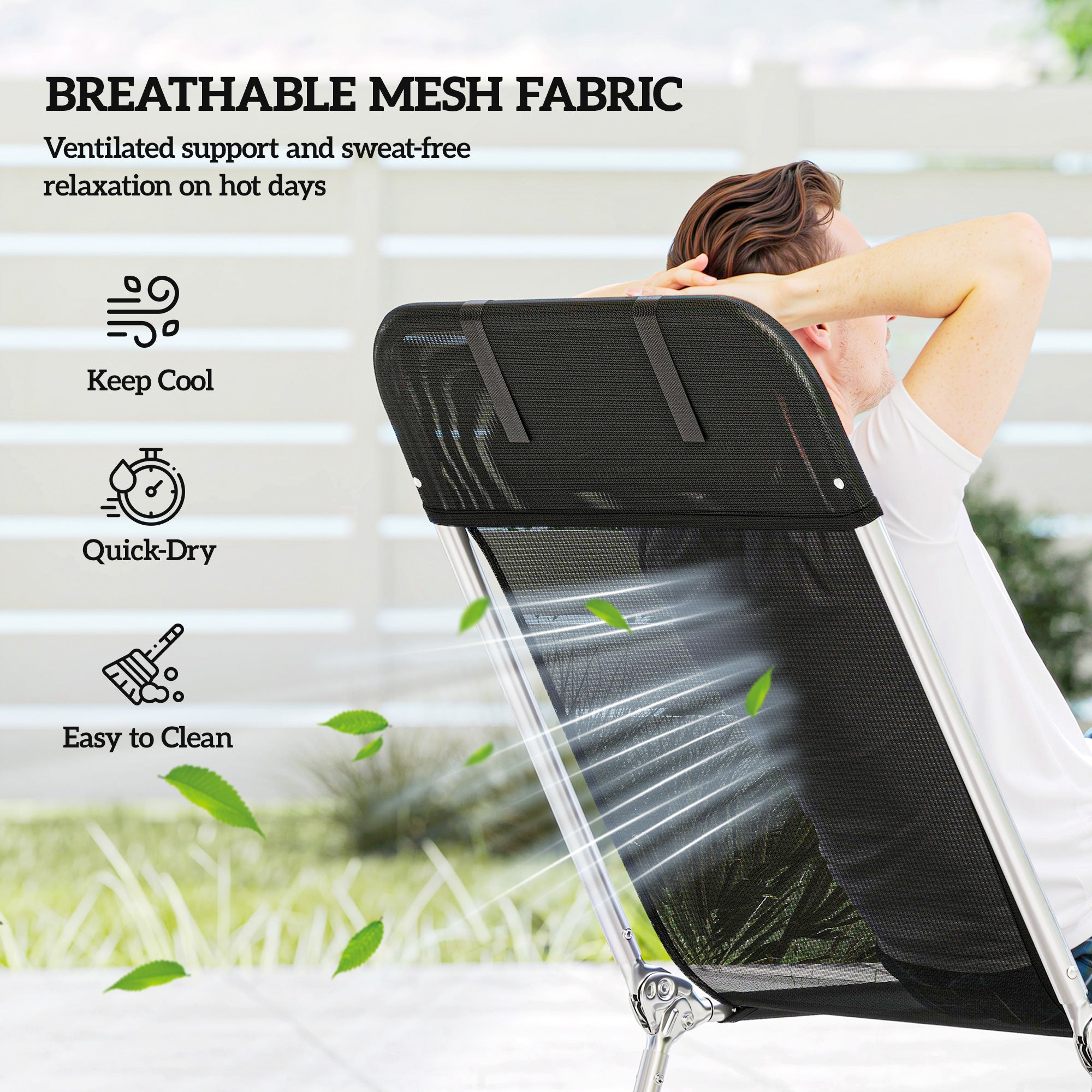 Folding Chaise Lounge Chair, Portable Tanning Chair with Adjustable Backrest, Pillow for Beach Poolside Patio