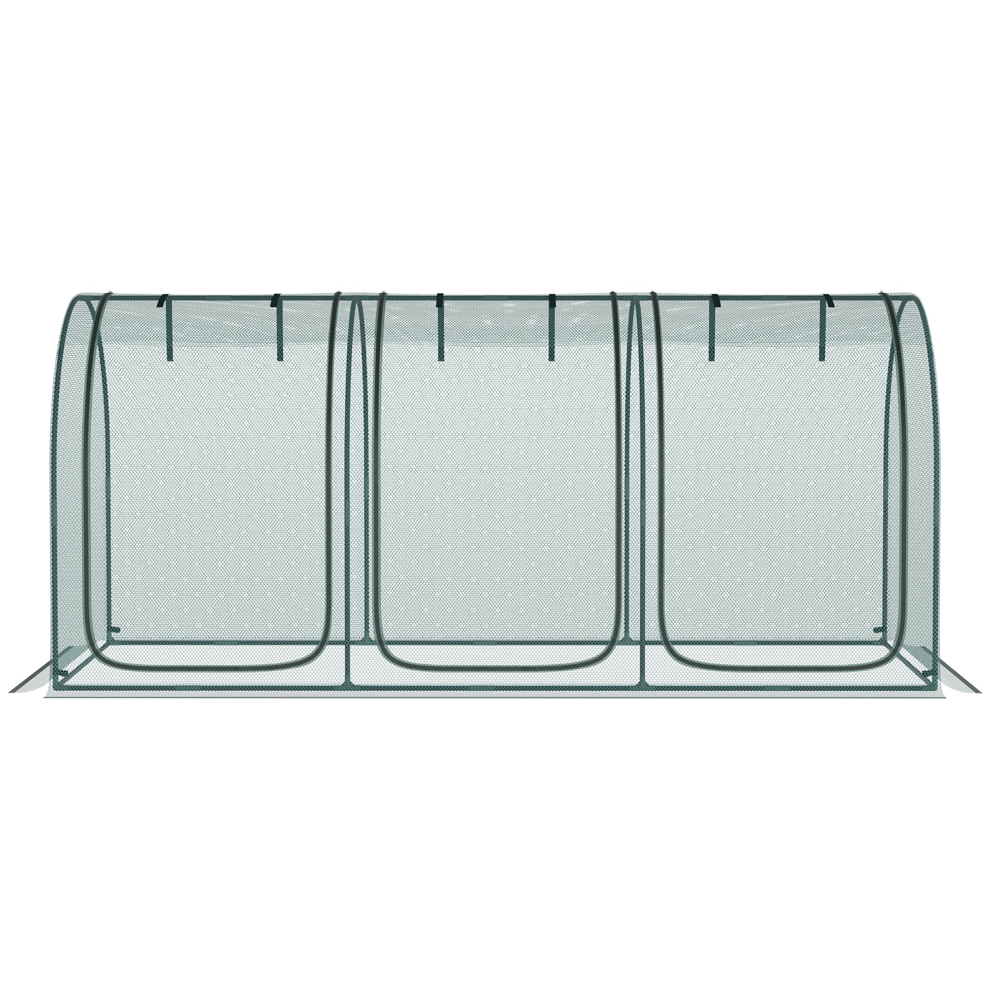 9' x 4' Crop Cage, Plant Protection Tent with Three Zippered Doors, Steel Frame, Storage Bag and 4 Ground Stakes, for Garden, Yard, Lawn