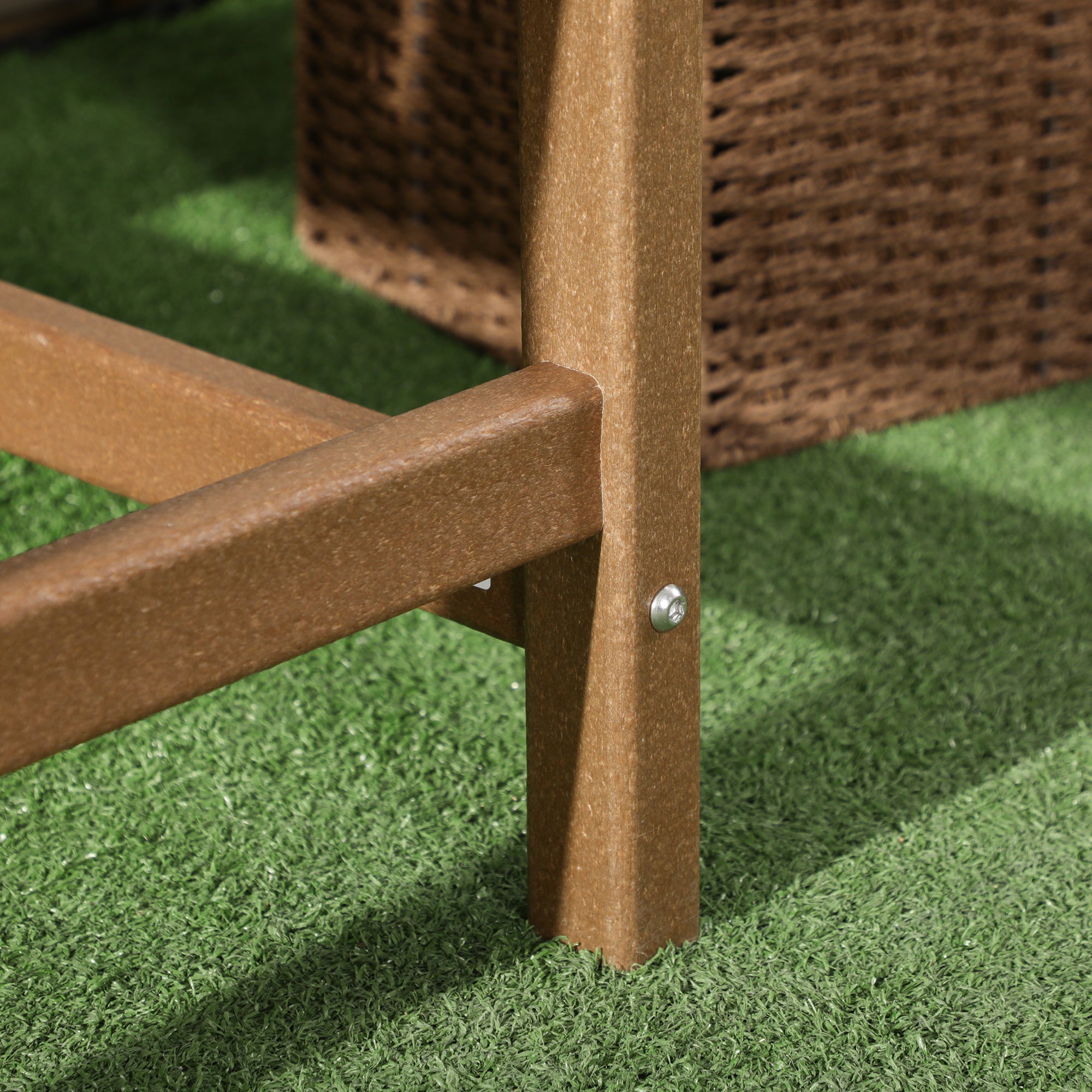 All-Weather Patio Chair, HDPE Patio Dining Chair, Heavy Duty Wood-Like Outdoor Furniture for Garden, Backyard, Deck, Porch, Lawn