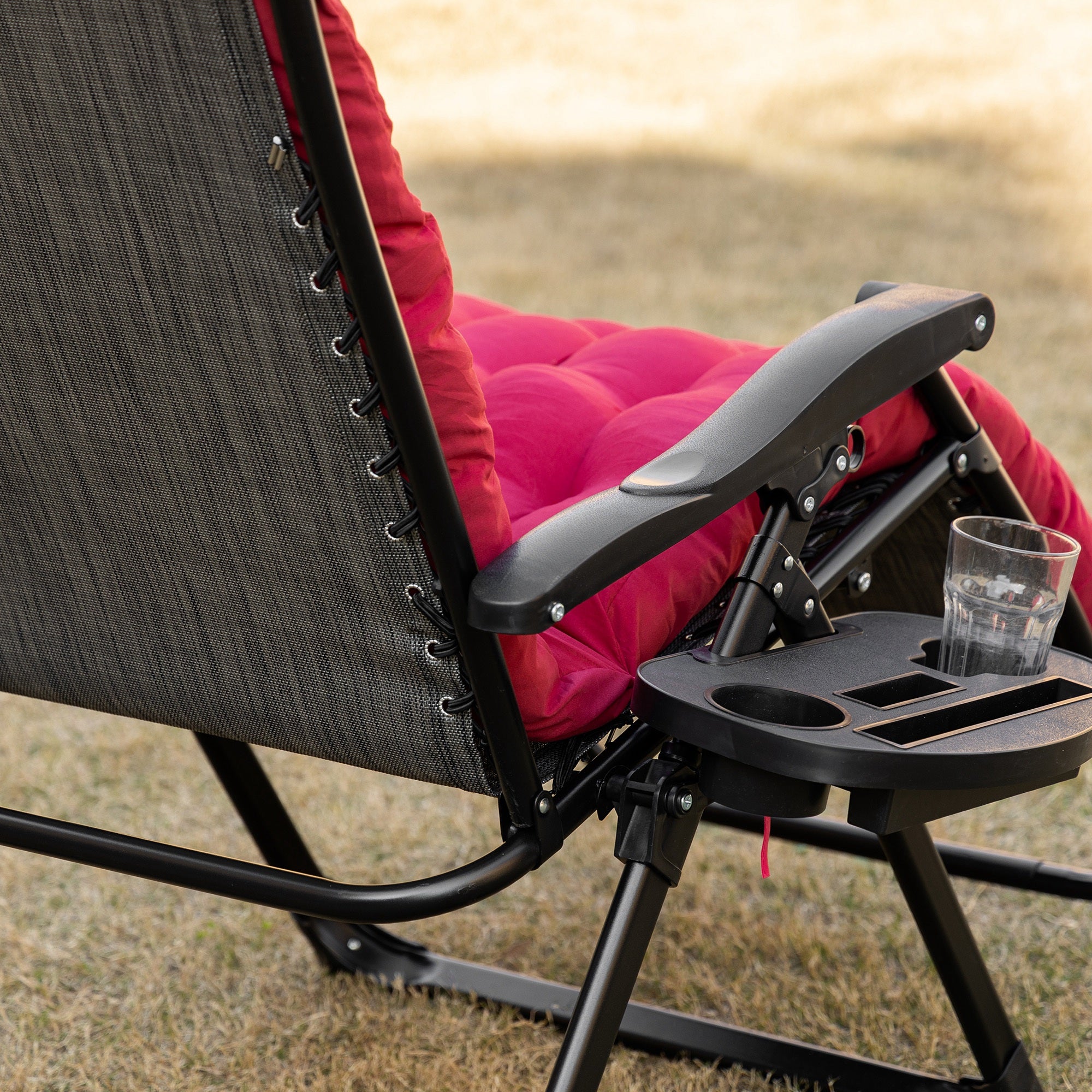 Padded Zero Gravity Chair, Folding Recliner Chair with Cup Holder Cushion
