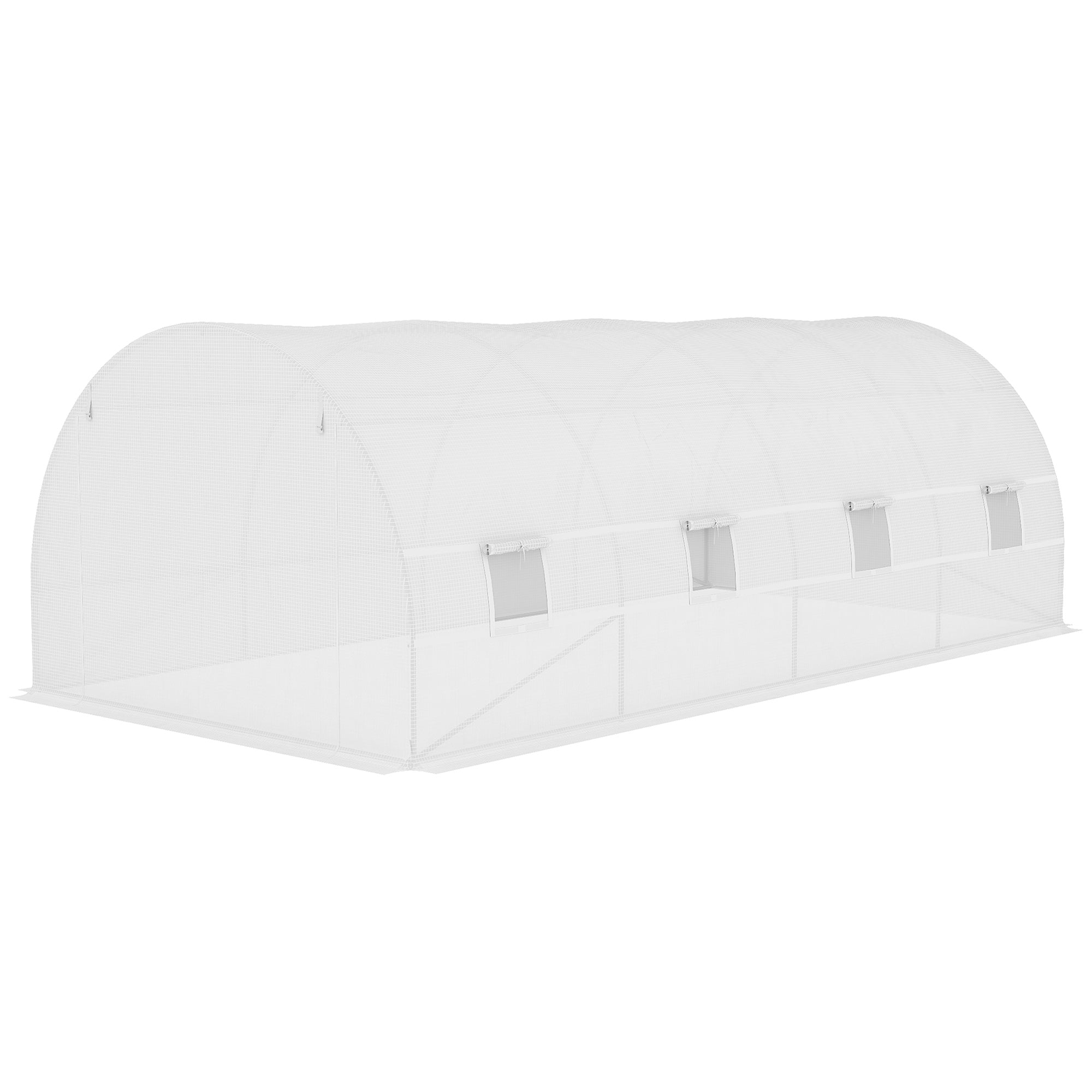 19.7' x 9.8' x 6.6' Plastic Greenhouse Cover Replacement, Heavy Duty Waterproof Tarp for Hoop House, Sheeting with 12 Windows, Door & Reinforcement Grid