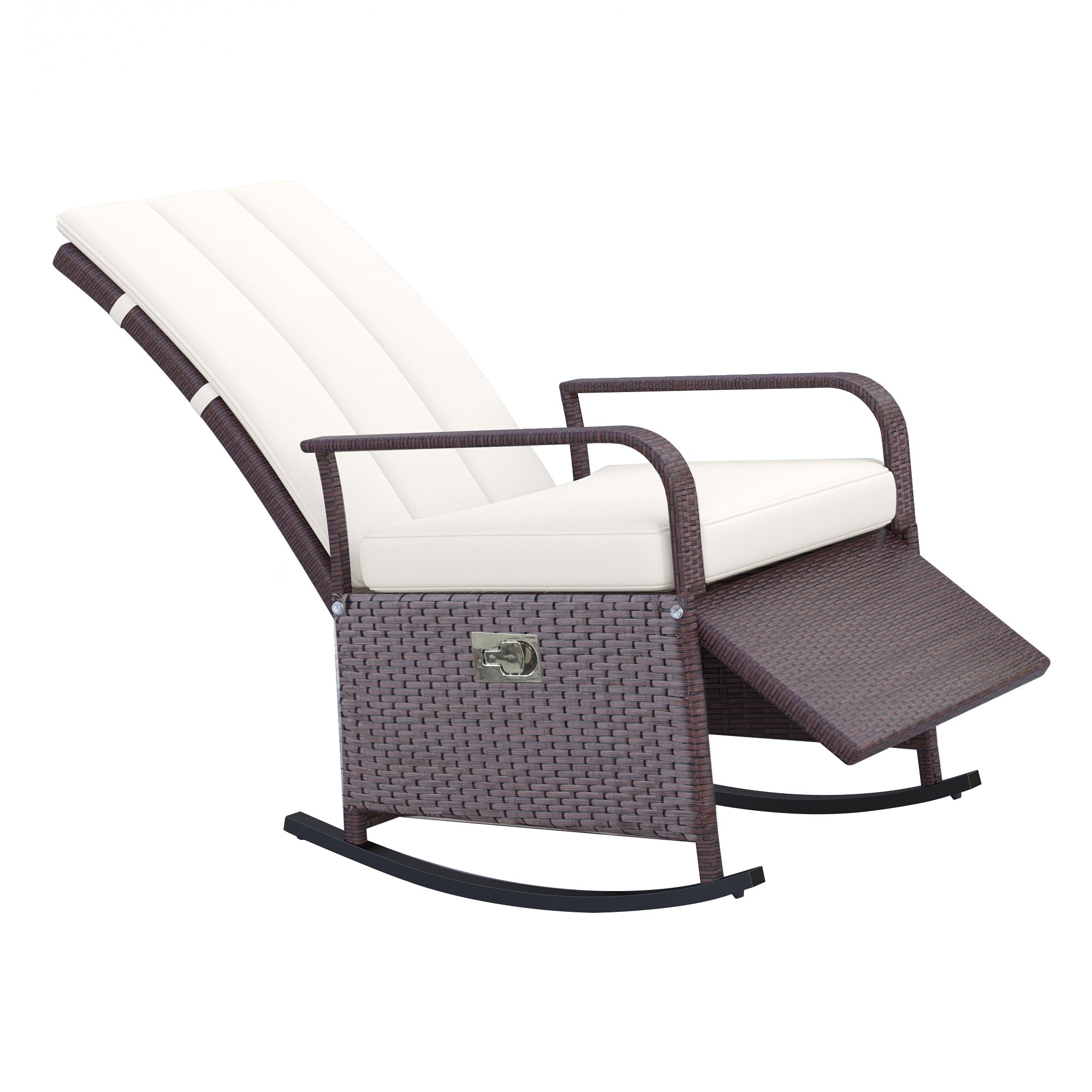 PE Rattan Rocking Recliner with Footrest