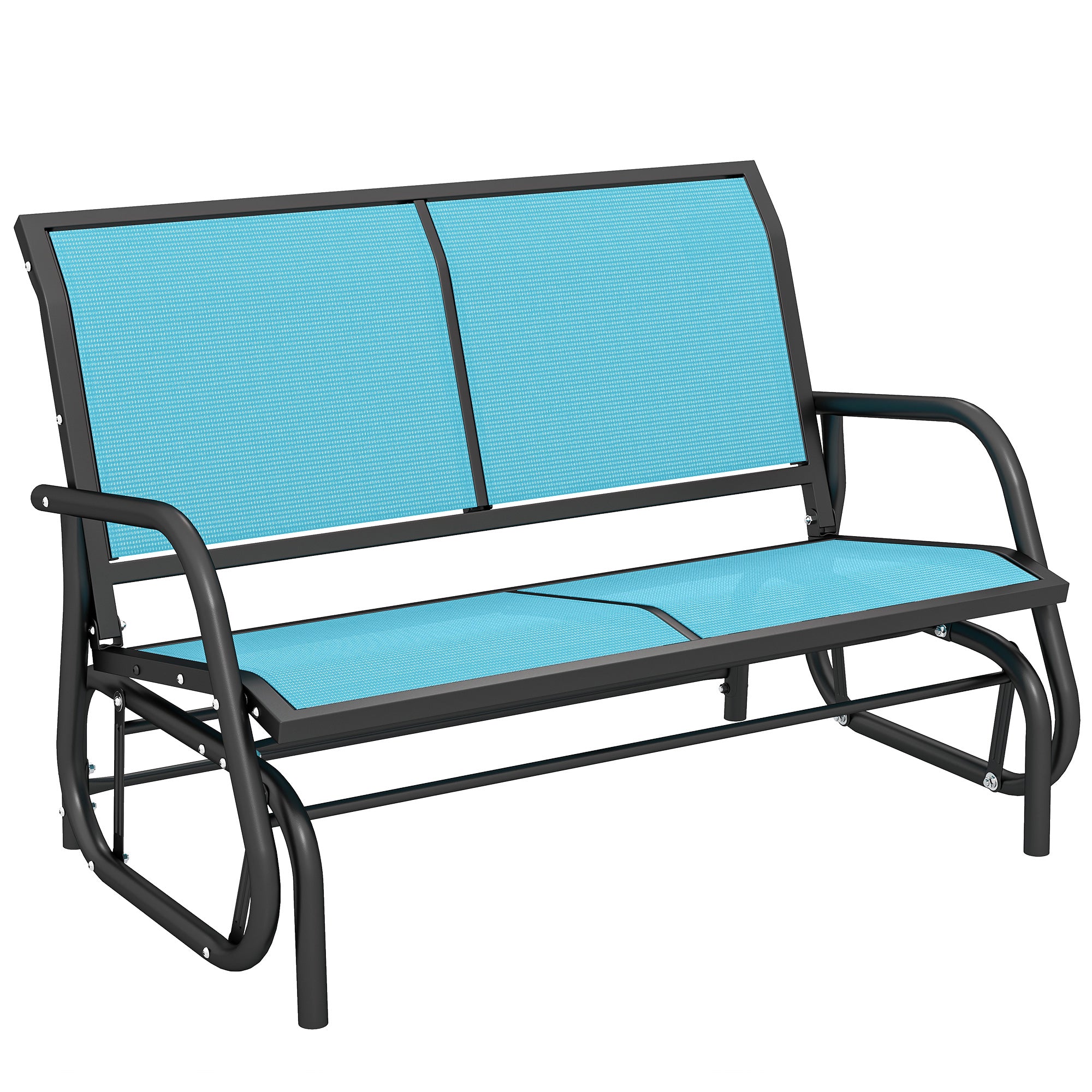 2-Person Outdoor Glider Bench, Patio Double Swing Rocking Chair Loveseat w/Powder Coated Steel Frame for Backyard Garden Porch