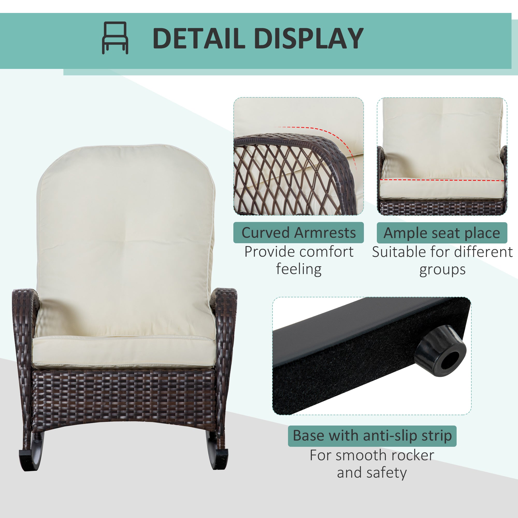 Rattan Porch Rocker w/ Plush Cushion