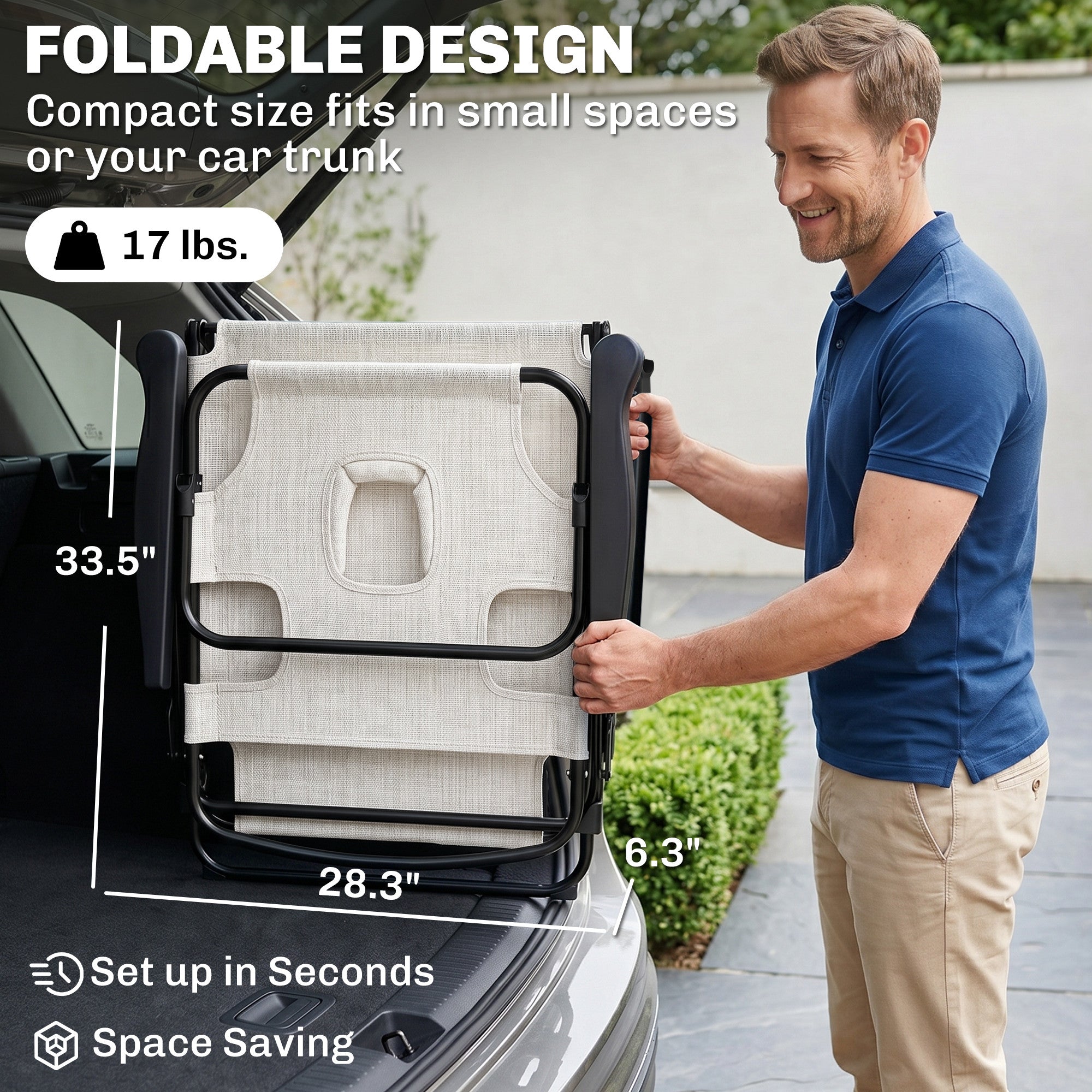 Folding Lounge Chair w/ Reclining Back